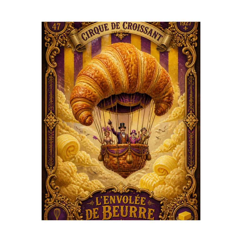 Croissant Hot Air Balloon Wall Art Poster 18×24 Baroque Home Office Decor Maximalist Print