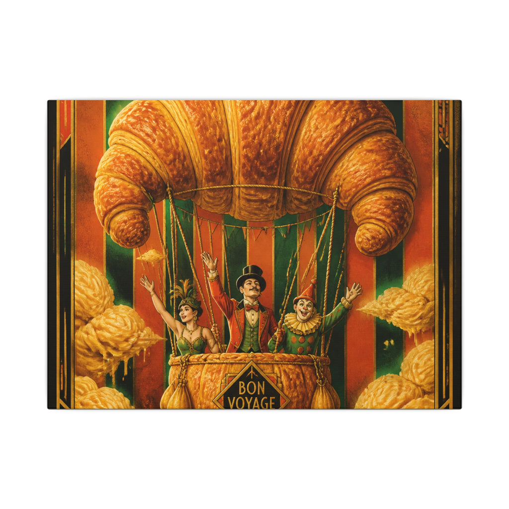 Croissant Hot Air Balloon Wall Art Canvas 24×36 Art Deco Bar Area Decor Maximalist Print