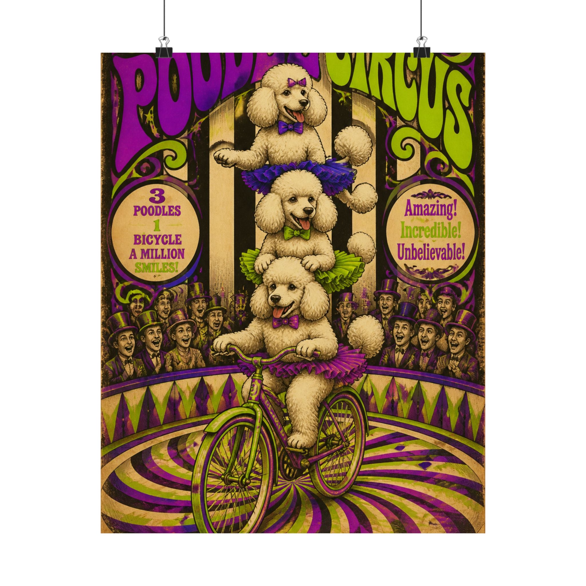 Poodle Stack Bicycle Wall Art Poster 24×36 Psychedelic Dining Room Decor Maximalist Print