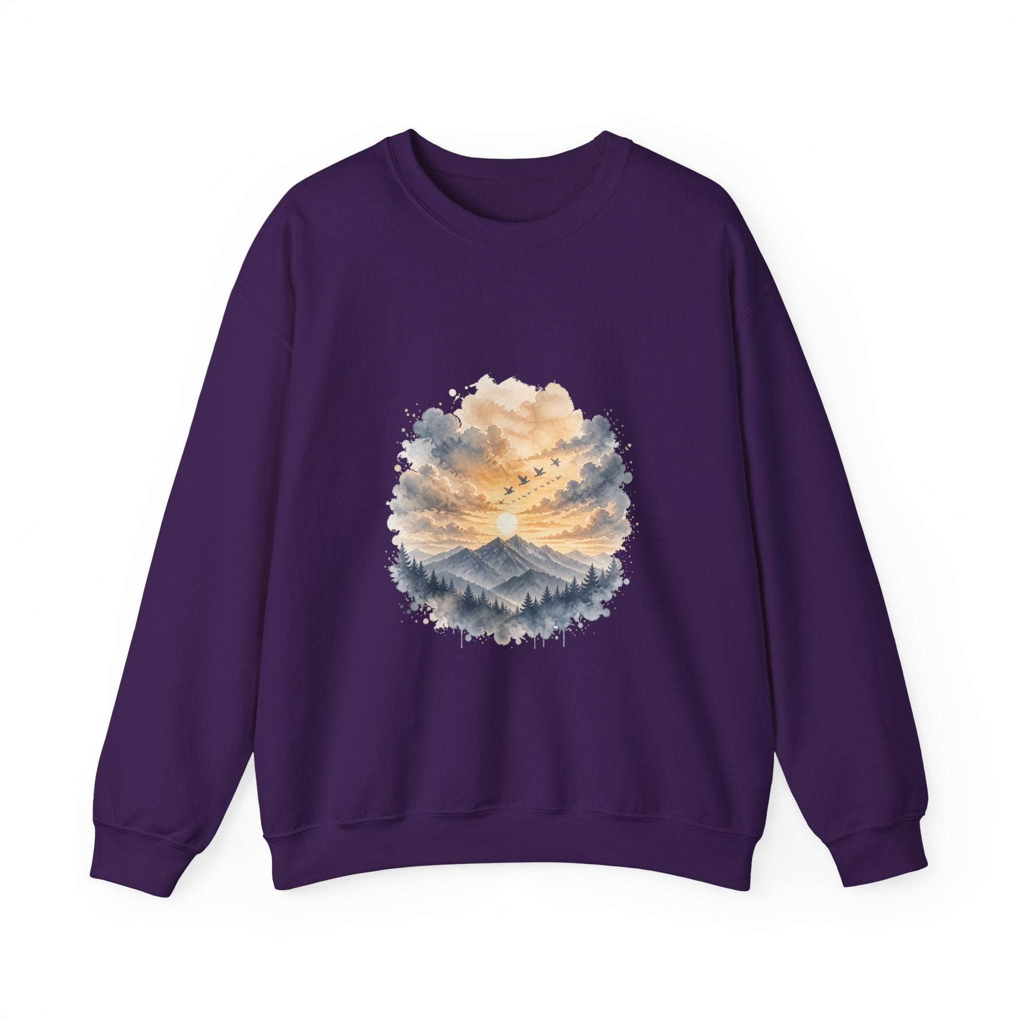 Matching Couple Sweatshirt - Sunrise & Sunset Matching Couple Premium Fleece Sweatshirt Watercolor Art His Hers Birthday Gift - Design B
