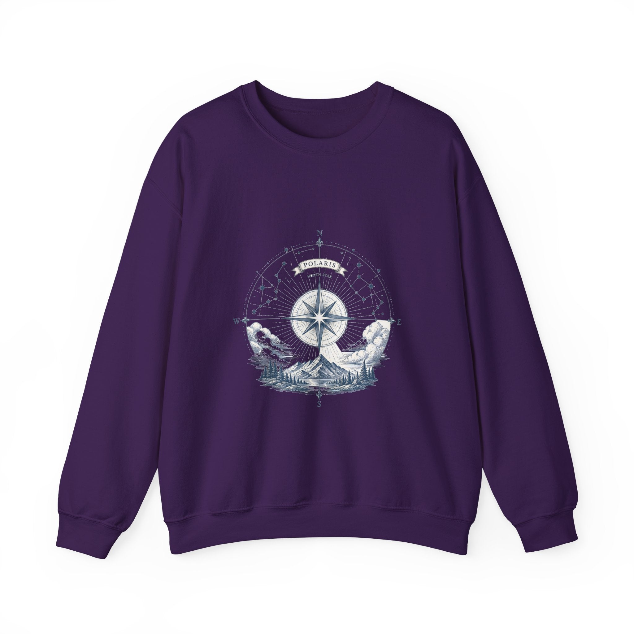 Matching Couple Sweatshirt - Shooting Star & North Star Matching Couple Crewneck Sweatshirt Vintage Art His Hers Wedding Gift - Design B