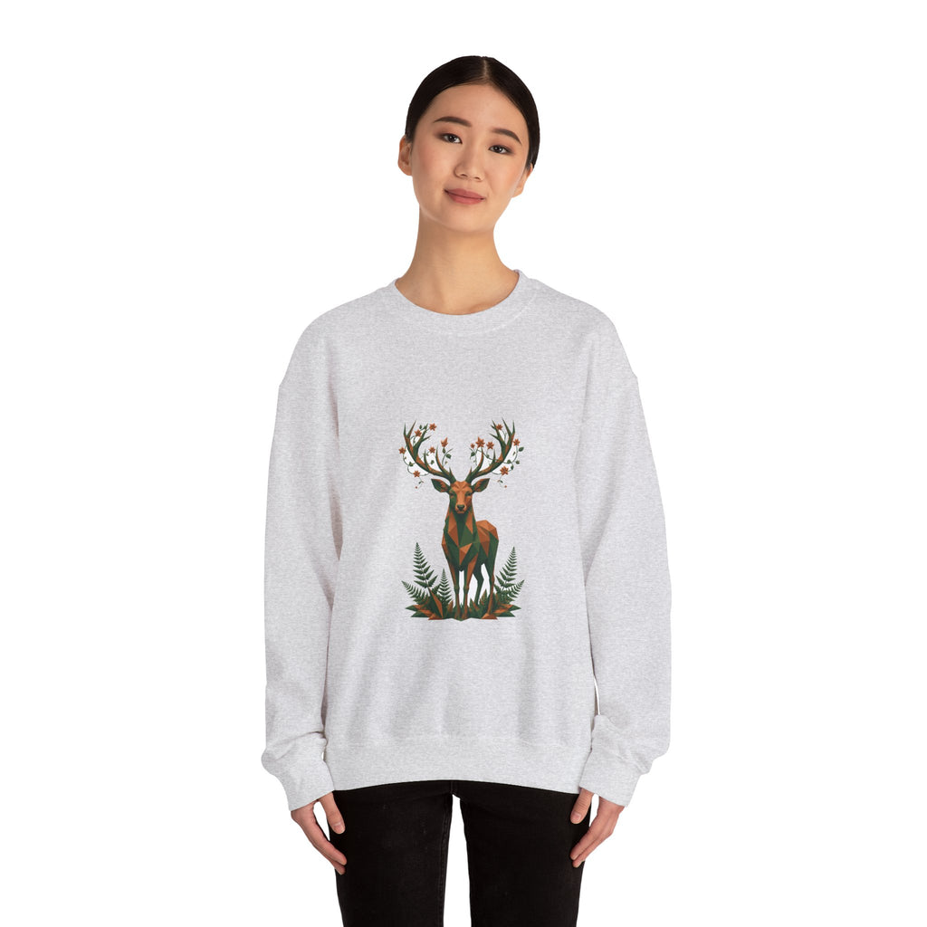 Matching Couple Sweatshirt - Bear & Deer Matching Couple Crewneck Sweatshirt Geometric Art His Hers Couple Gift - Design B