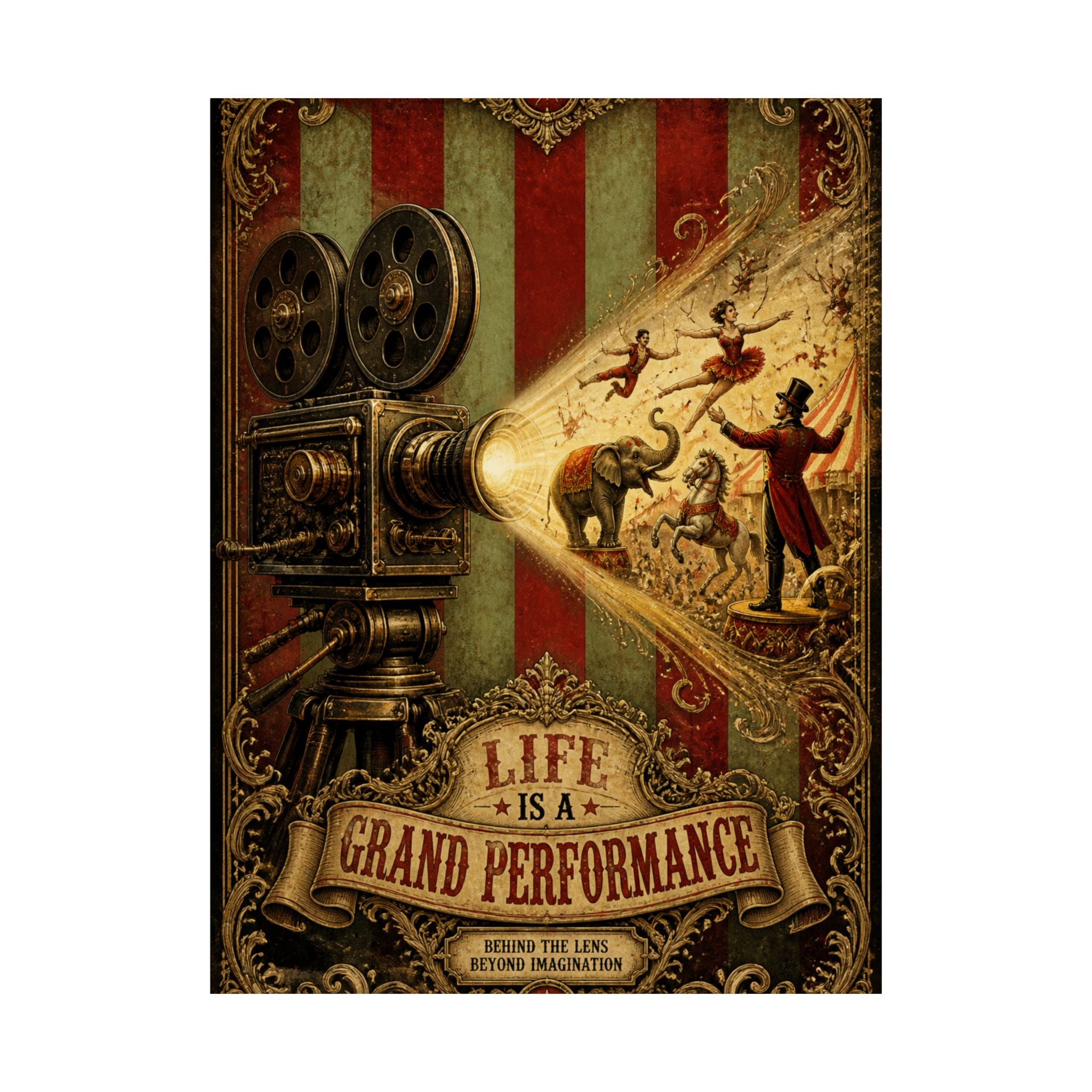 Film Camera Projector Show Wall Art Poster 18×24 Baroque Home Office Decor Maximalist Print