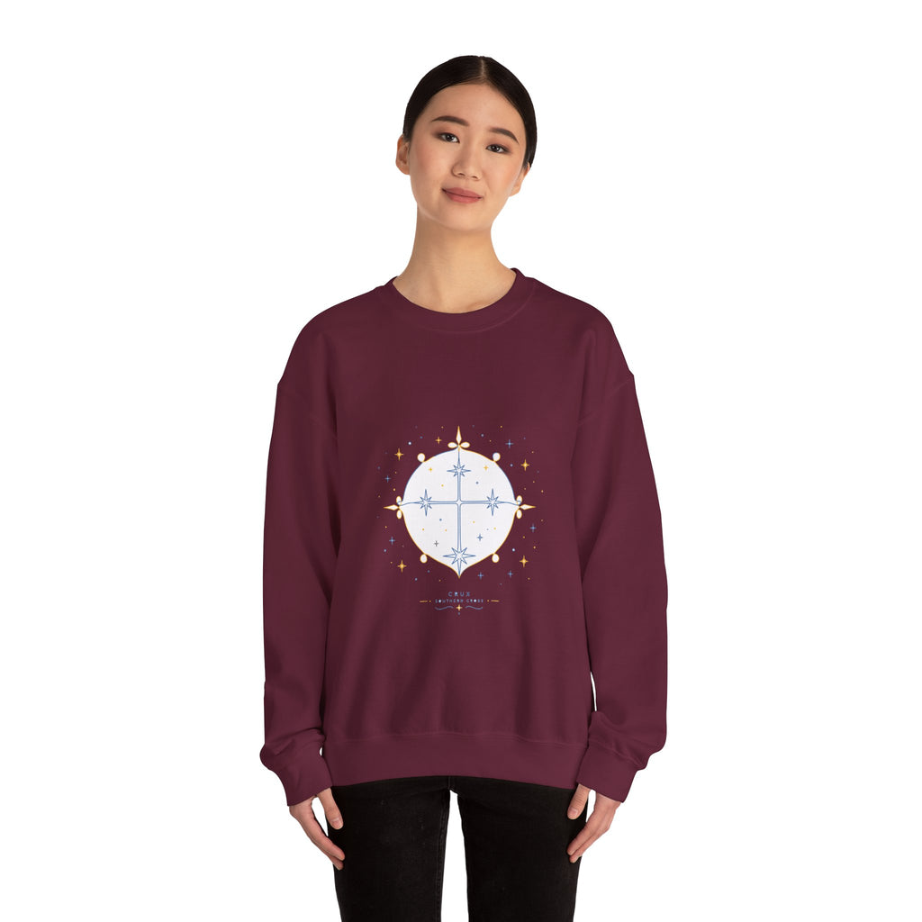 Matching Couple Sweatshirt - Aurora & Southern Cross Matching Couple Premium Fleece Sweatshirt Minimalist Art His Hers Christmas Gift - Design B
