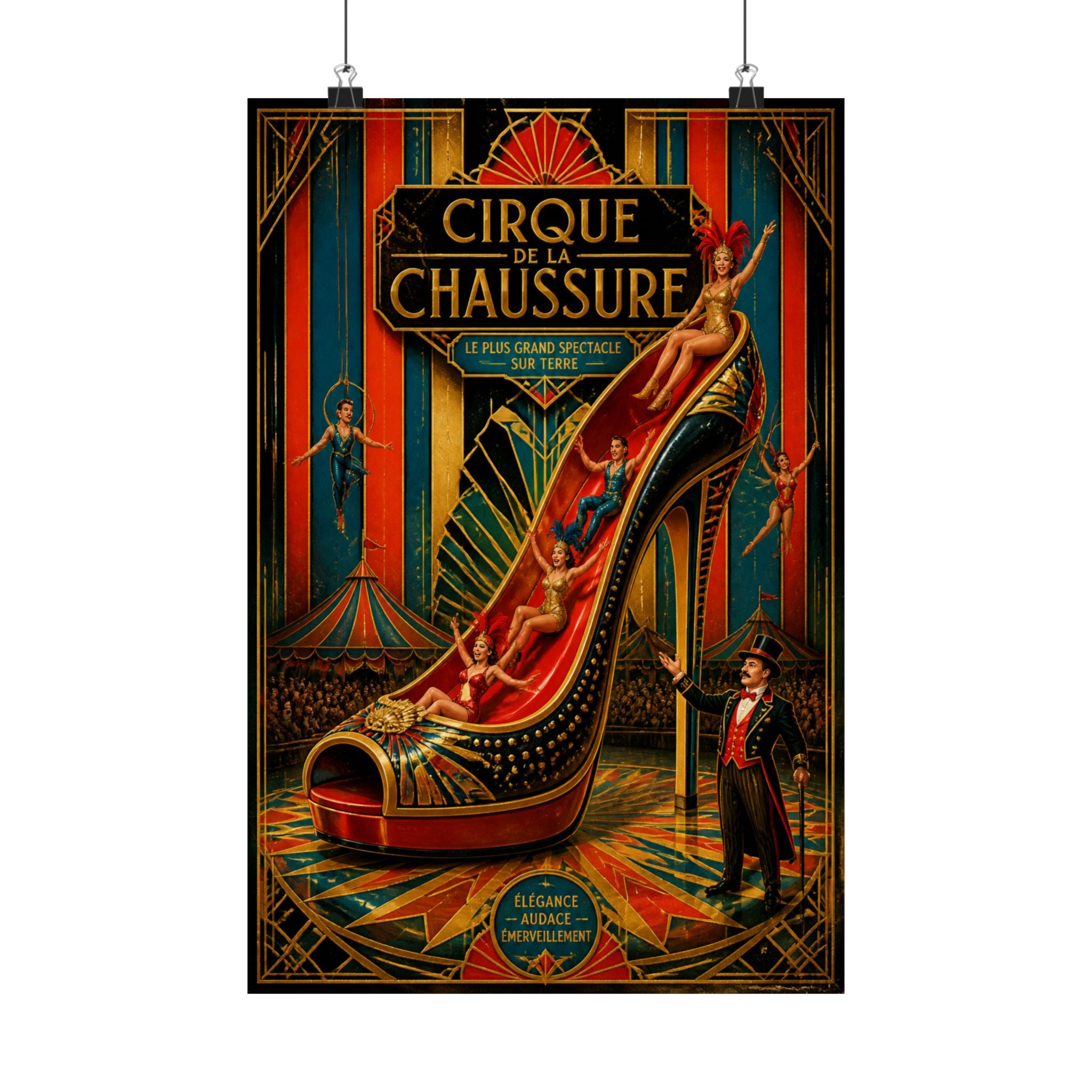 High Heel Slide Wall Art Poster 18×24 Art Deco Entryway Decor Maximalist Print