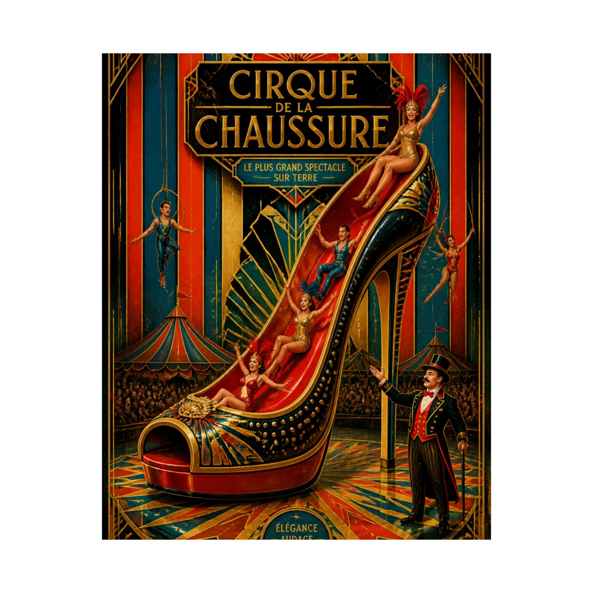 High Heel Slide Wall Art Poster 18×24 Art Deco Entryway Decor Maximalist Print