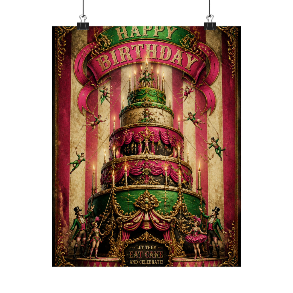 Birthday Cake Trapeze Wall Art Poster 18×24 Baroque Home Office Decor Maximalist Print