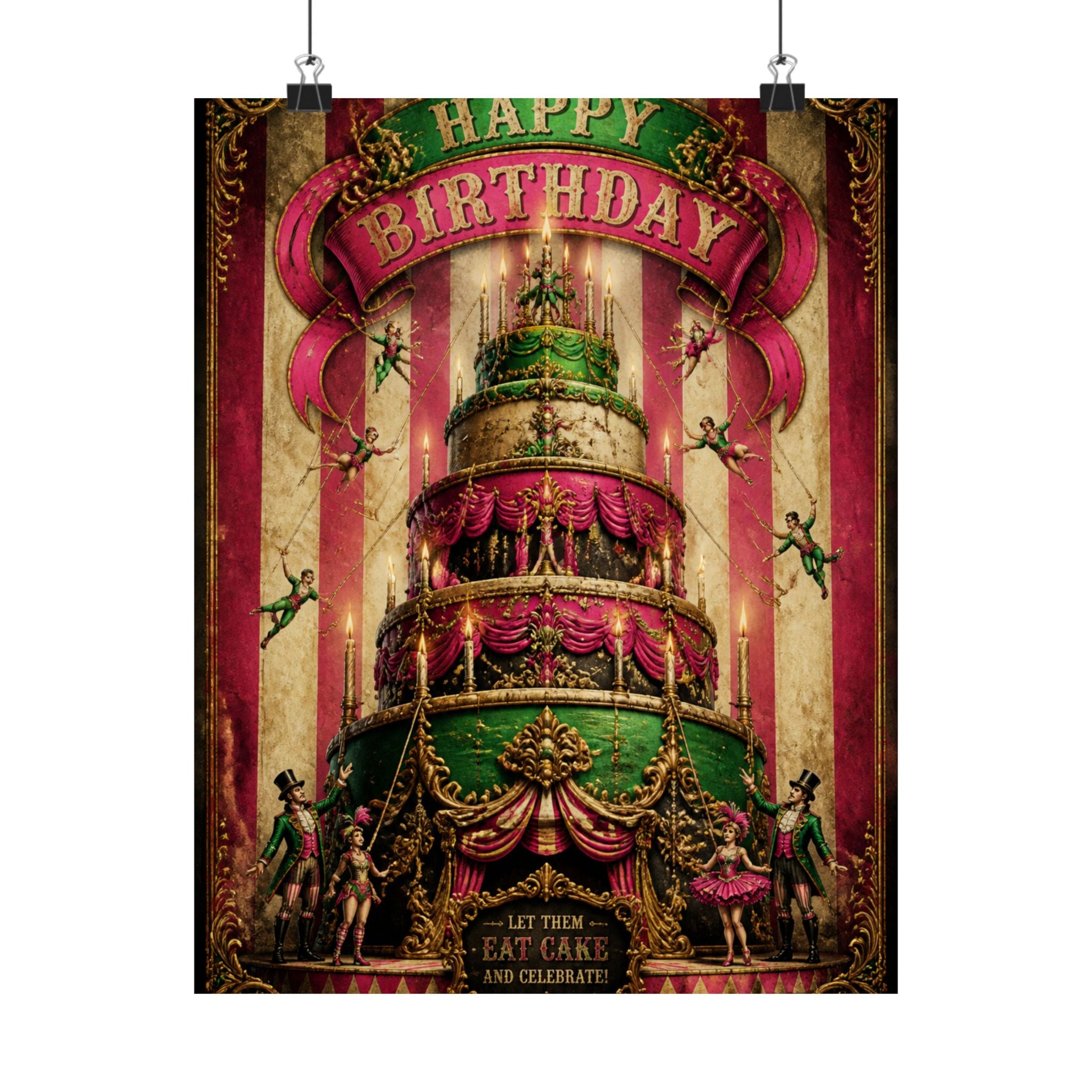 Birthday Cake Trapeze Wall Art Poster 18×24 Baroque Home Office Decor Maximalist Print