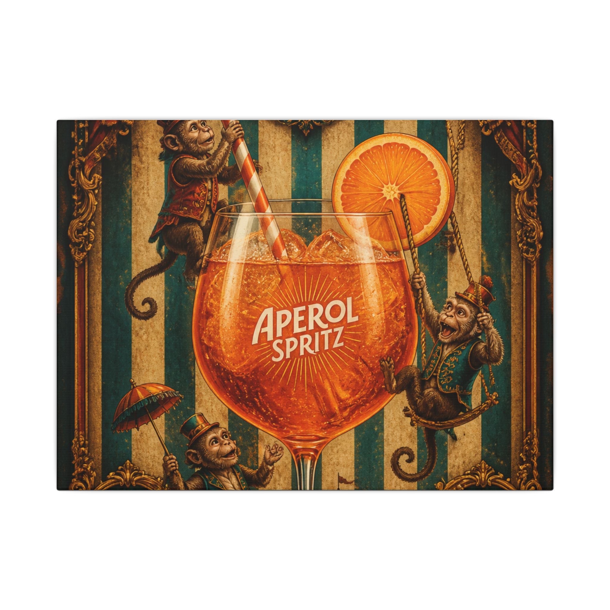 Aperol Spritz Monkeys Wall Art Canvas 16×20 Baroque Home Office Decor Maximalist Print