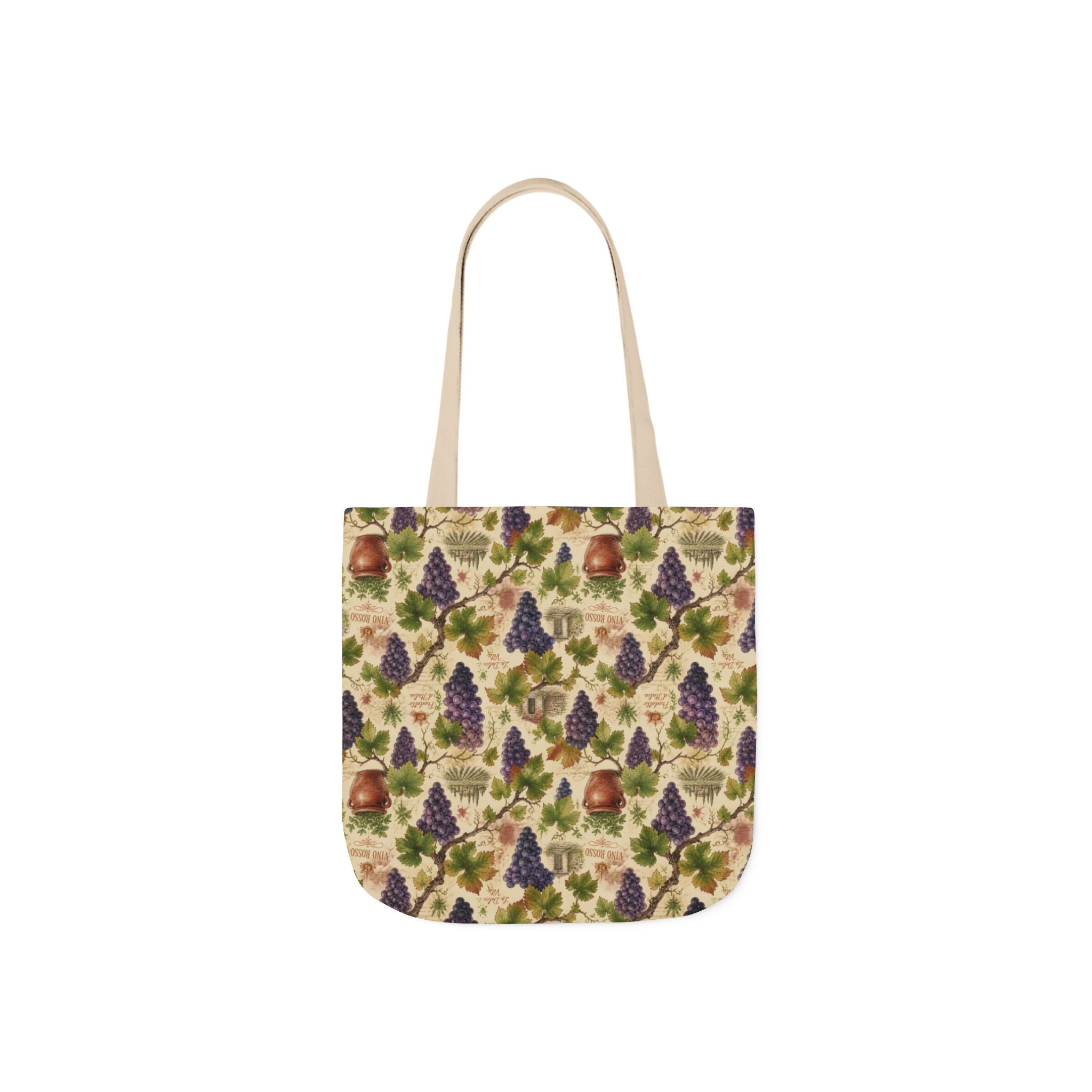 Grape Clusters Canvas Tote Bag Mediterranean Kitchen Watercolor Design Italian Cottagecore Gift