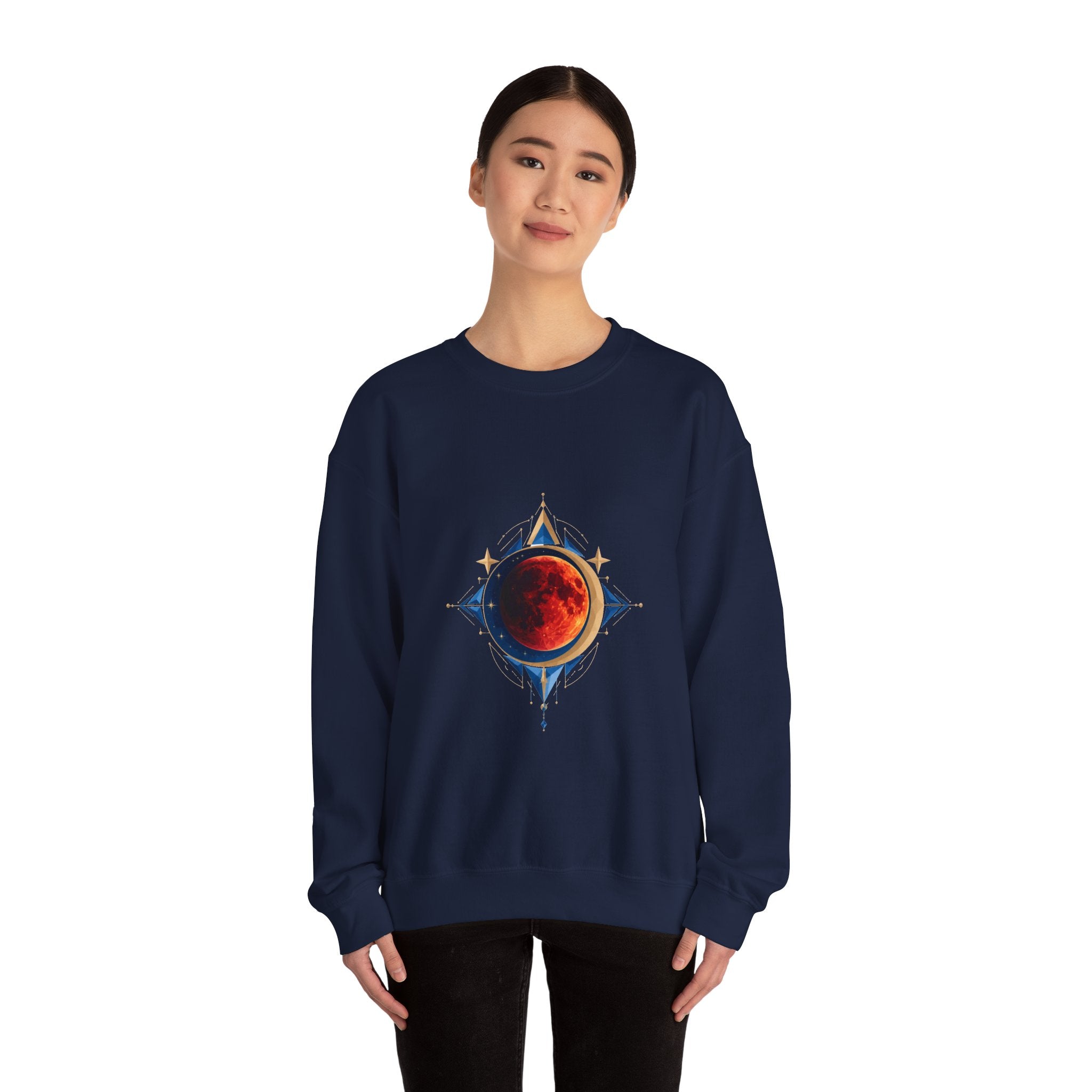 Matching Couple Sweatshirt - Solar & Lunar Eclipse Matching Couple Crewneck Sweatshirt Geometric Art His Hers Couple Gift - Design B