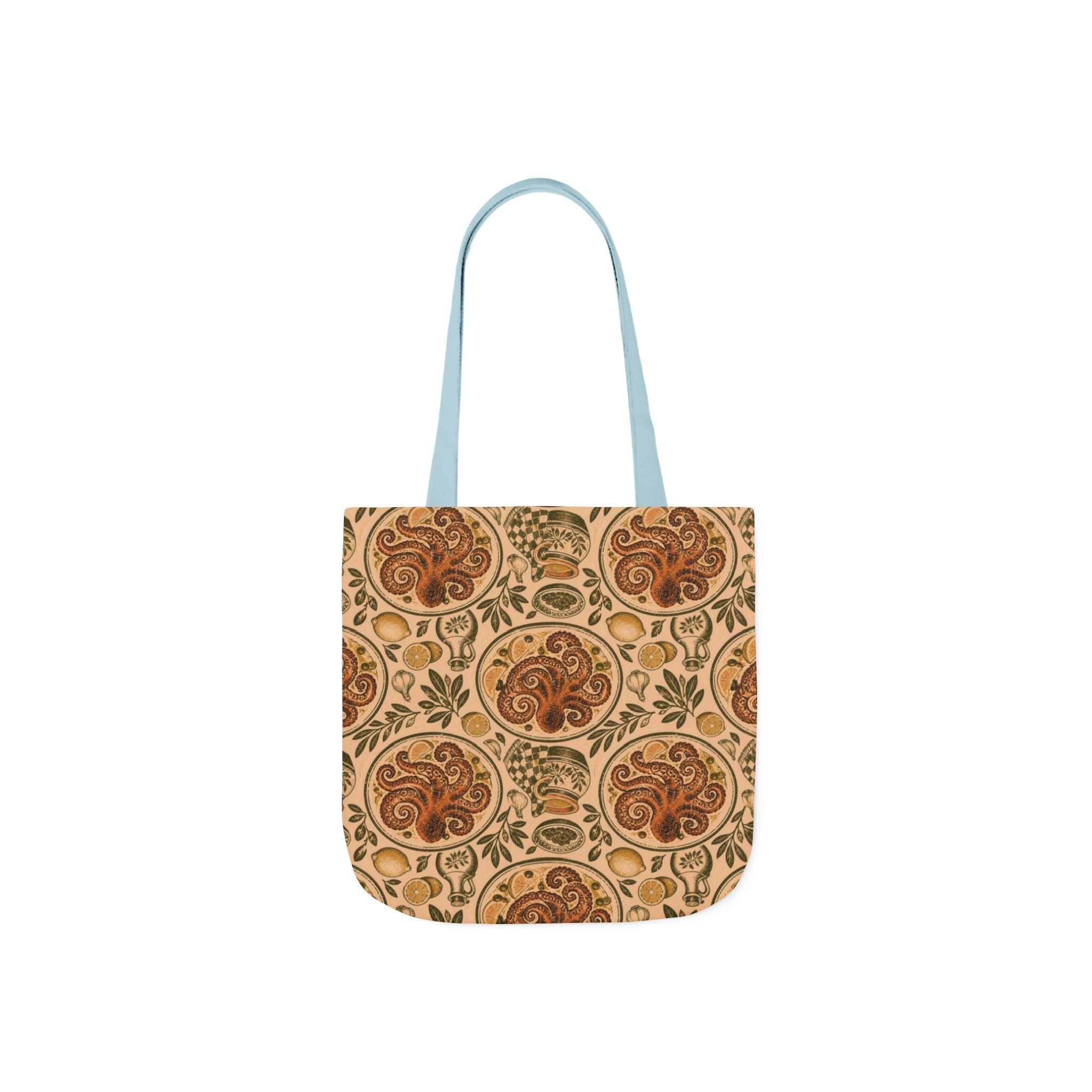 Grilled Octopus Canvas Tote Bag Mediterranean Kitchen Linocut Design Italian Cottagecore Gift