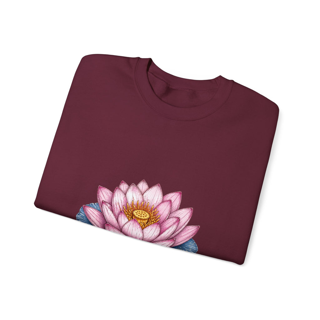 Matching Couple Sweatshirt - Open & Closed Lotus Matching Couple Comfort Colors Crew Hand-Drawn Art His Hers Anniversary Gift - Design A