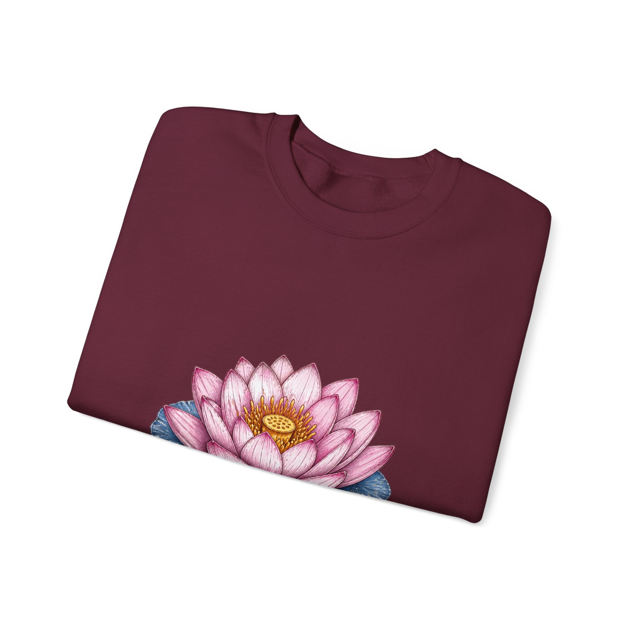 Matching Couple Sweatshirt - Open & Closed Lotus Matching Couple Comfort Colors Crew Hand-Drawn Art His Hers Anniversary Gift - Design A
