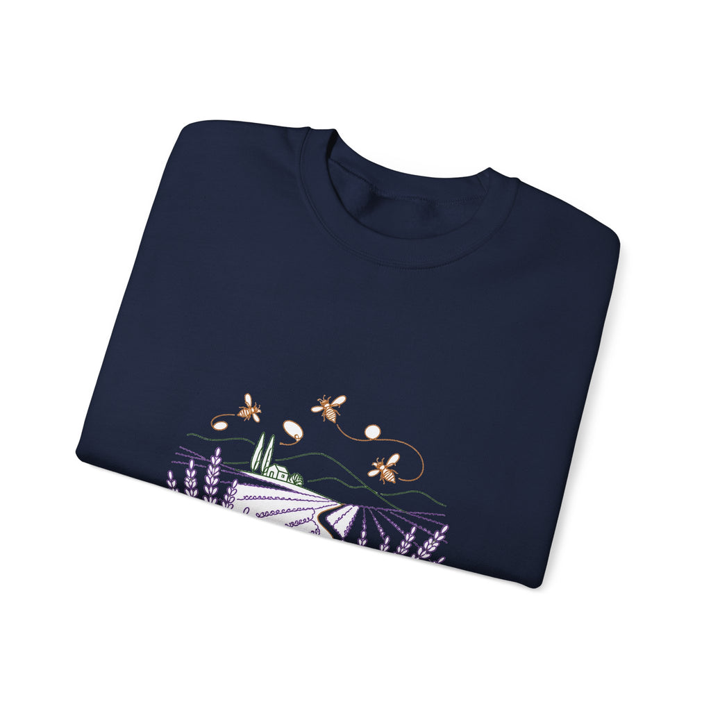 Matching Couple Sweatshirt - Lavender Fields & Canyon Matching Couple Premium Fleece Sweatshirt Minimalist Art His Hers Christmas Gift - Design A