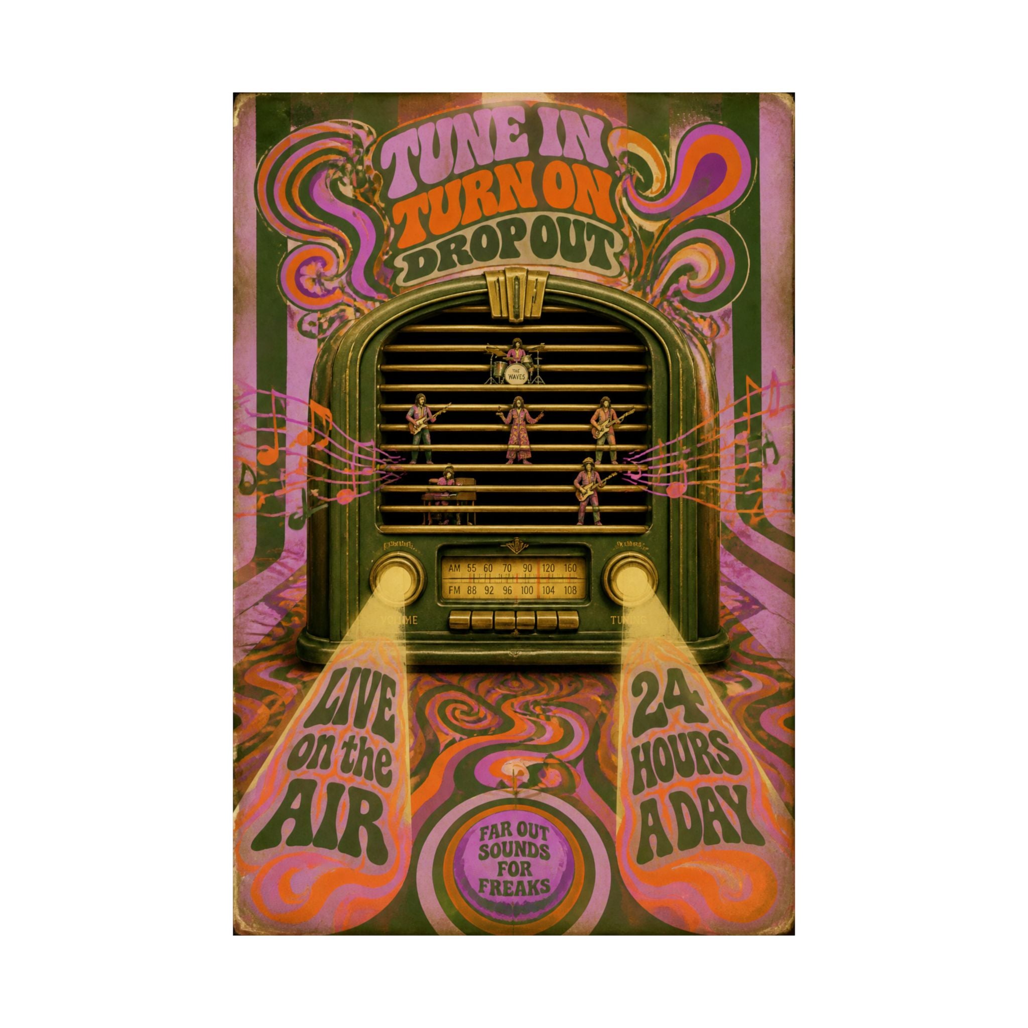 Vintage Radio Stage Wall Art Poster 24×36 Psychedelic Dining Room Decor Maximalist Print