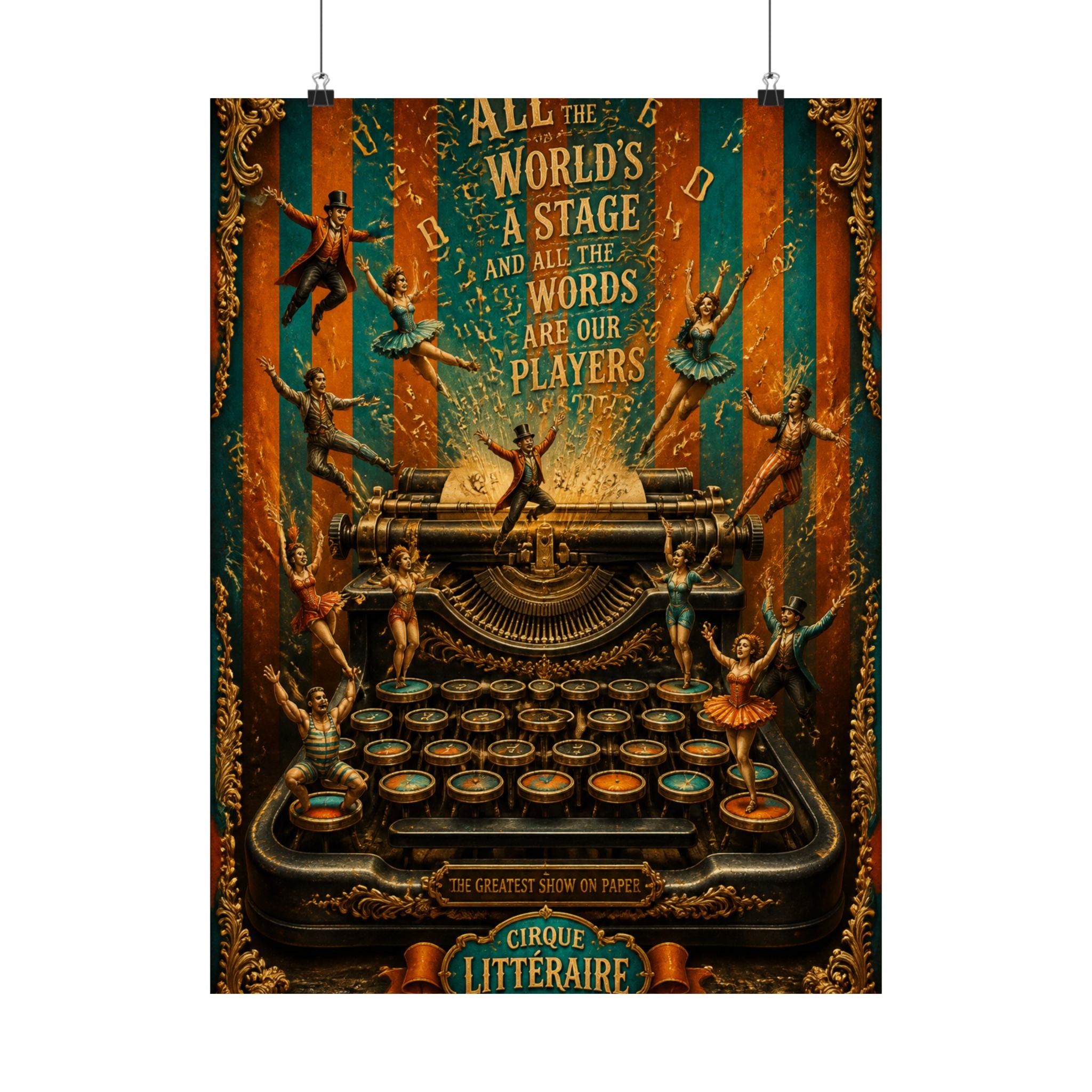 Typewriter Flying Letters Wall Art Poster 18×24 Baroque Home Office Decor Maximalist Print