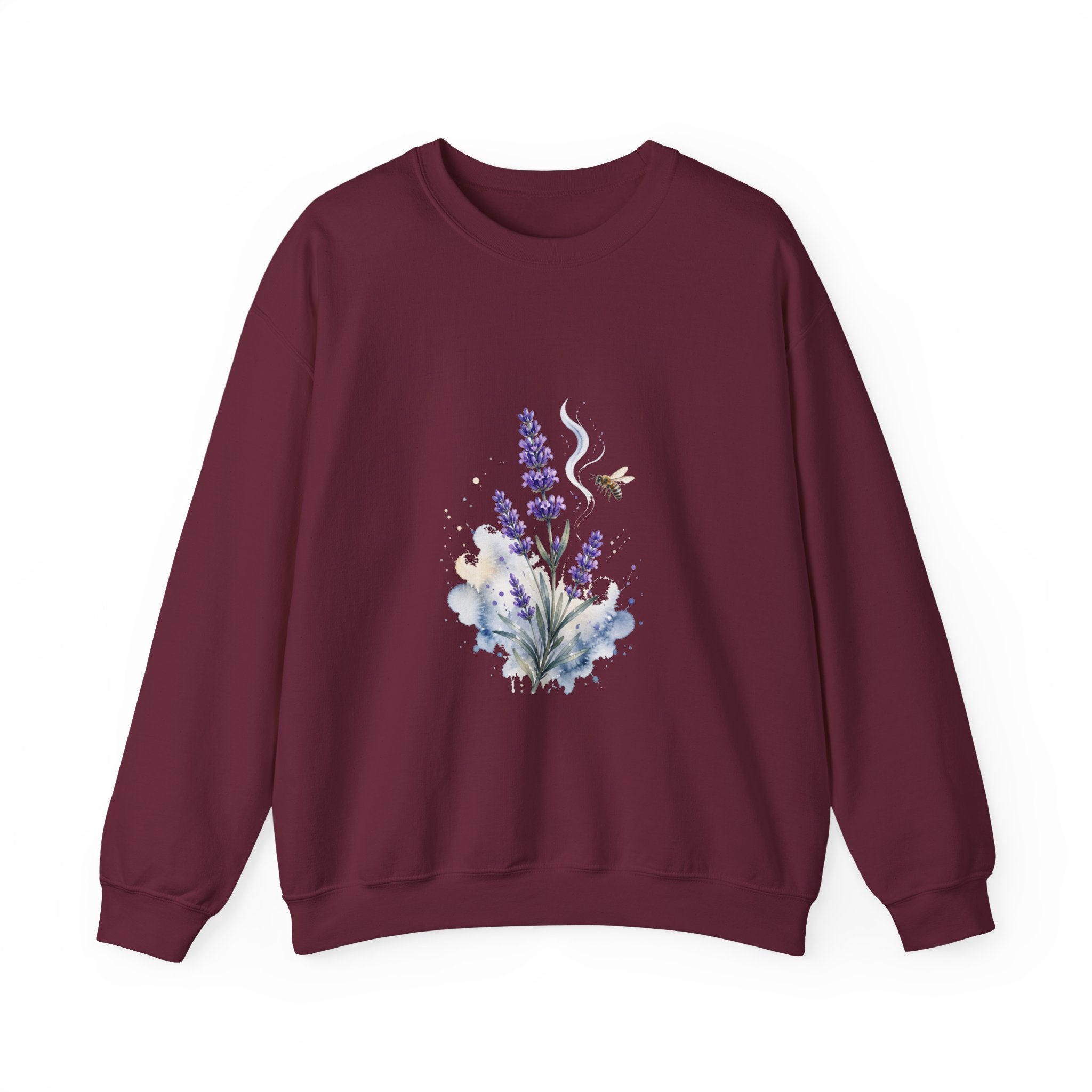 Matching Couple Sweatshirt - Lavender & Thistle Matching Couple Premium Fleece Sweatshirt Watercolor Art His Hers Birthday Gift - Design A