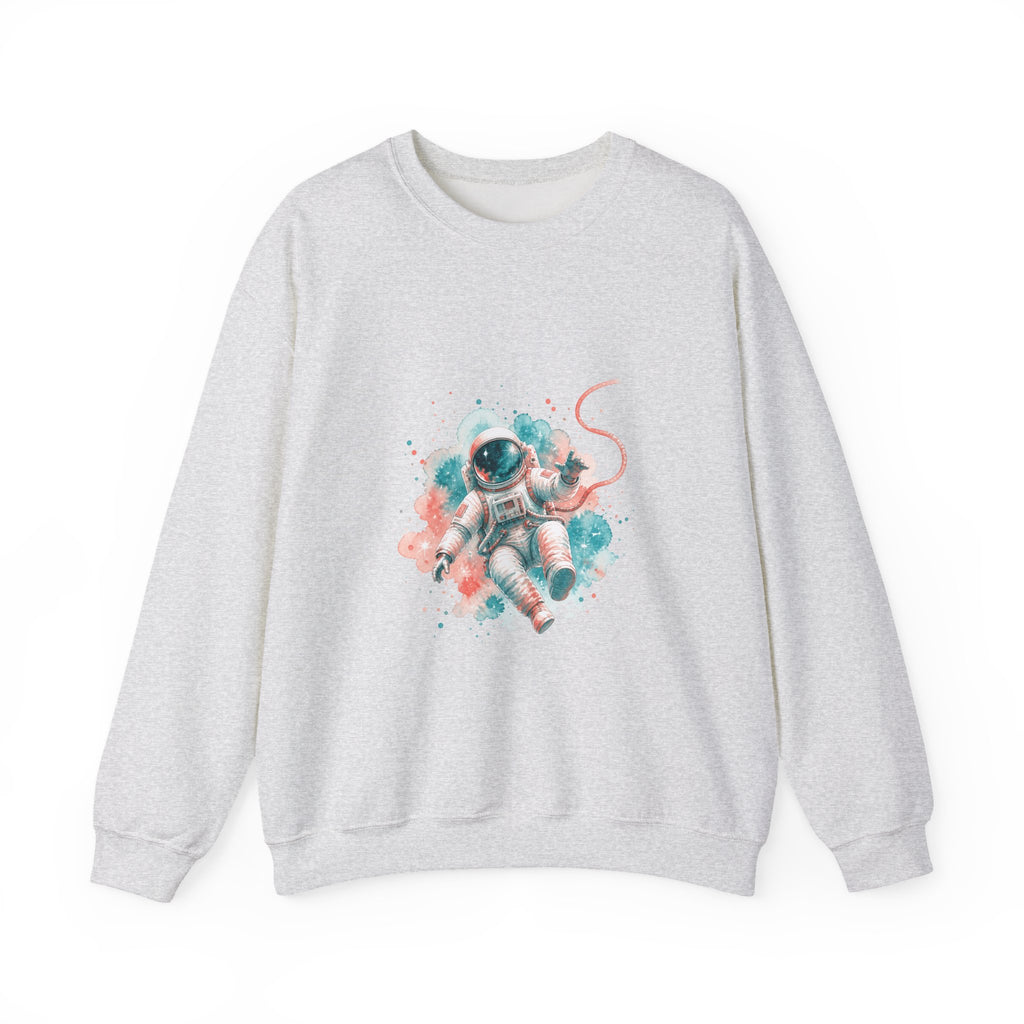 Matching Couple Sweatshirt - Astronaut & Planet Matching Couple Premium Fleece Sweatshirt Watercolor Art His Hers Birthday Gift - Design A