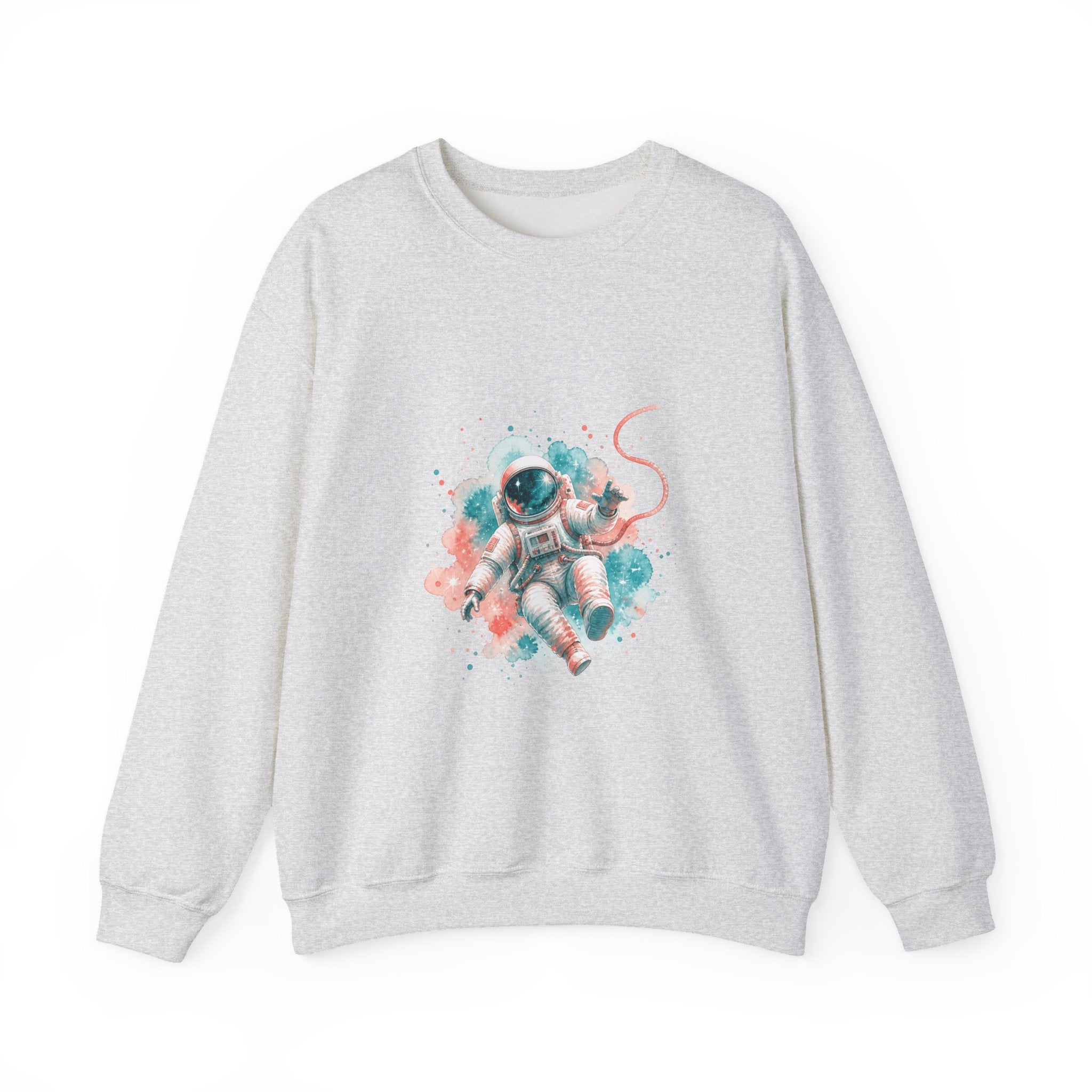 Matching Couple Sweatshirt - Astronaut & Planet Matching Couple Premium Fleece Sweatshirt Watercolor Art His Hers Birthday Gift - Design A