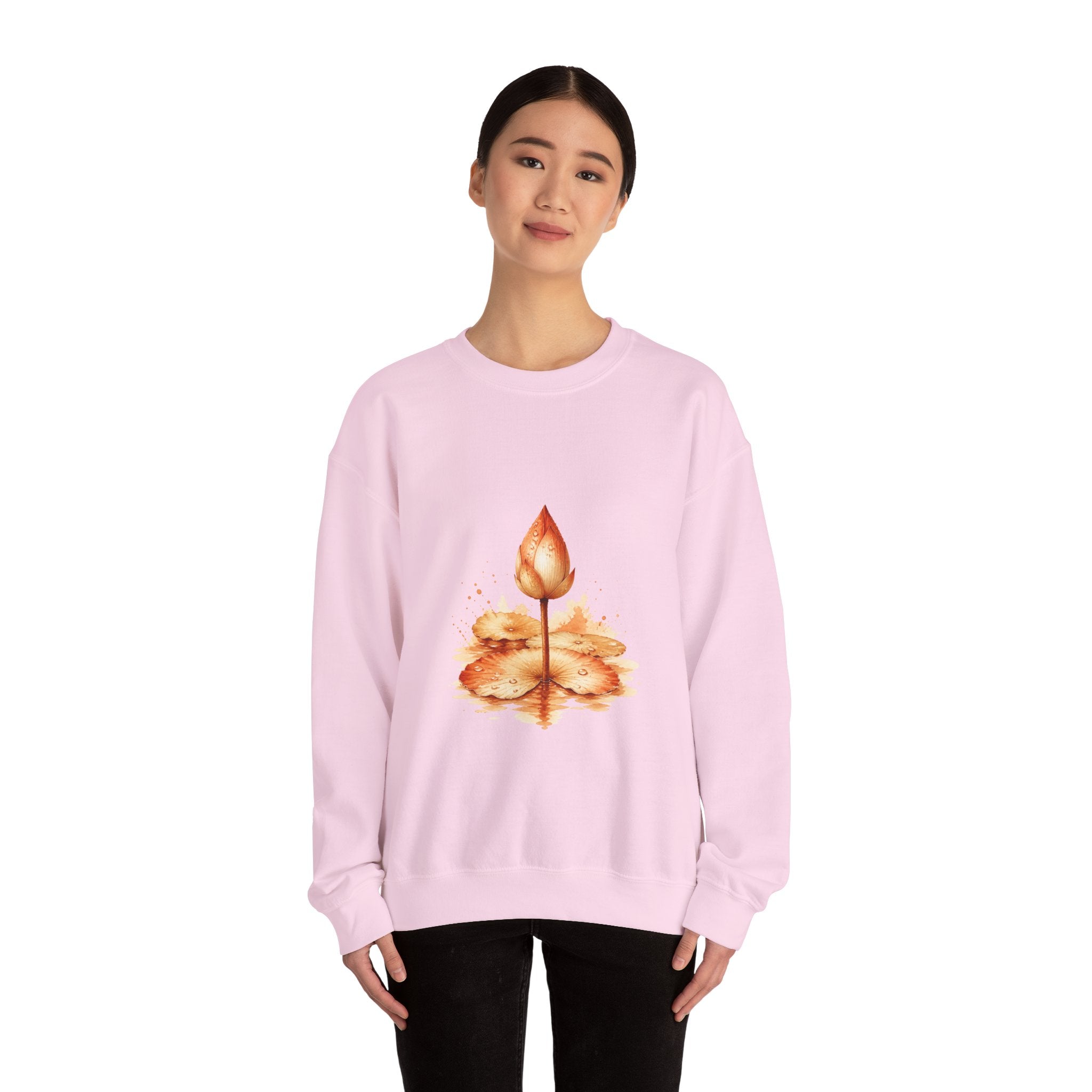 Matching Couple Sweatshirt - Open & Closed Lotus Matching Couple Comfort Colors Crew Watercolor Art His Hers Birthday Gift - Design B
