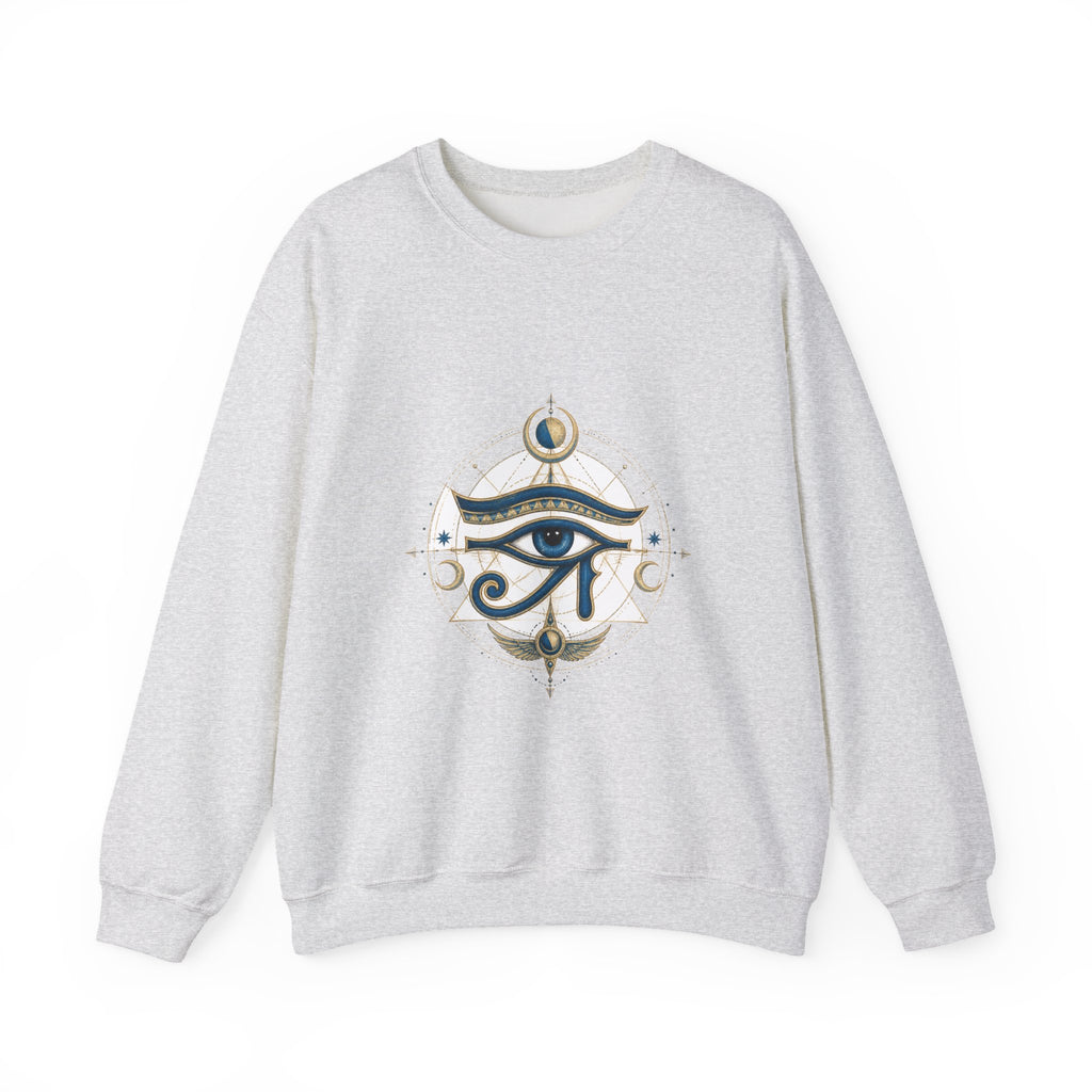 Matching Couple Sweatshirt - Eye of Ra & Horus Matching Couple Comfort Colors Crew Hand-Drawn Art His Hers Anniversary Gift - Design B