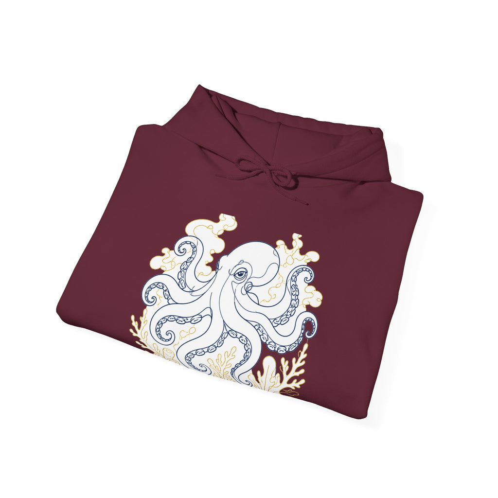 Matching Couple Sweatshirt - Octopus & Jellyfish Matching Couple Hooded Sweatshirt Minimalist Art His Hers Valentine Gift - Design A