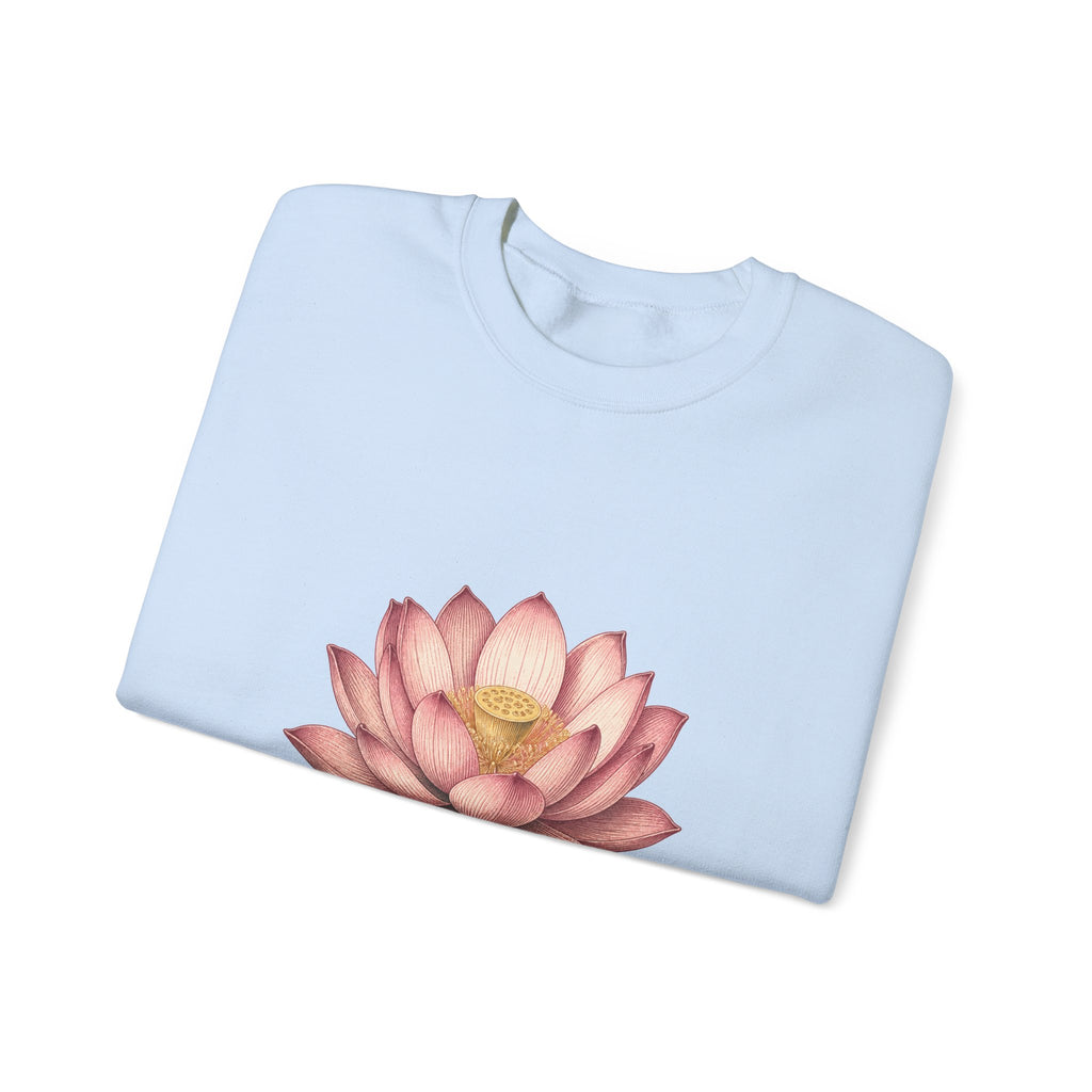 Matching Couple Sweatshirt - Open & Closed Lotus Matching Couple Crewneck Sweatshirt Vintage Art His Hers Wedding Gift - Design A