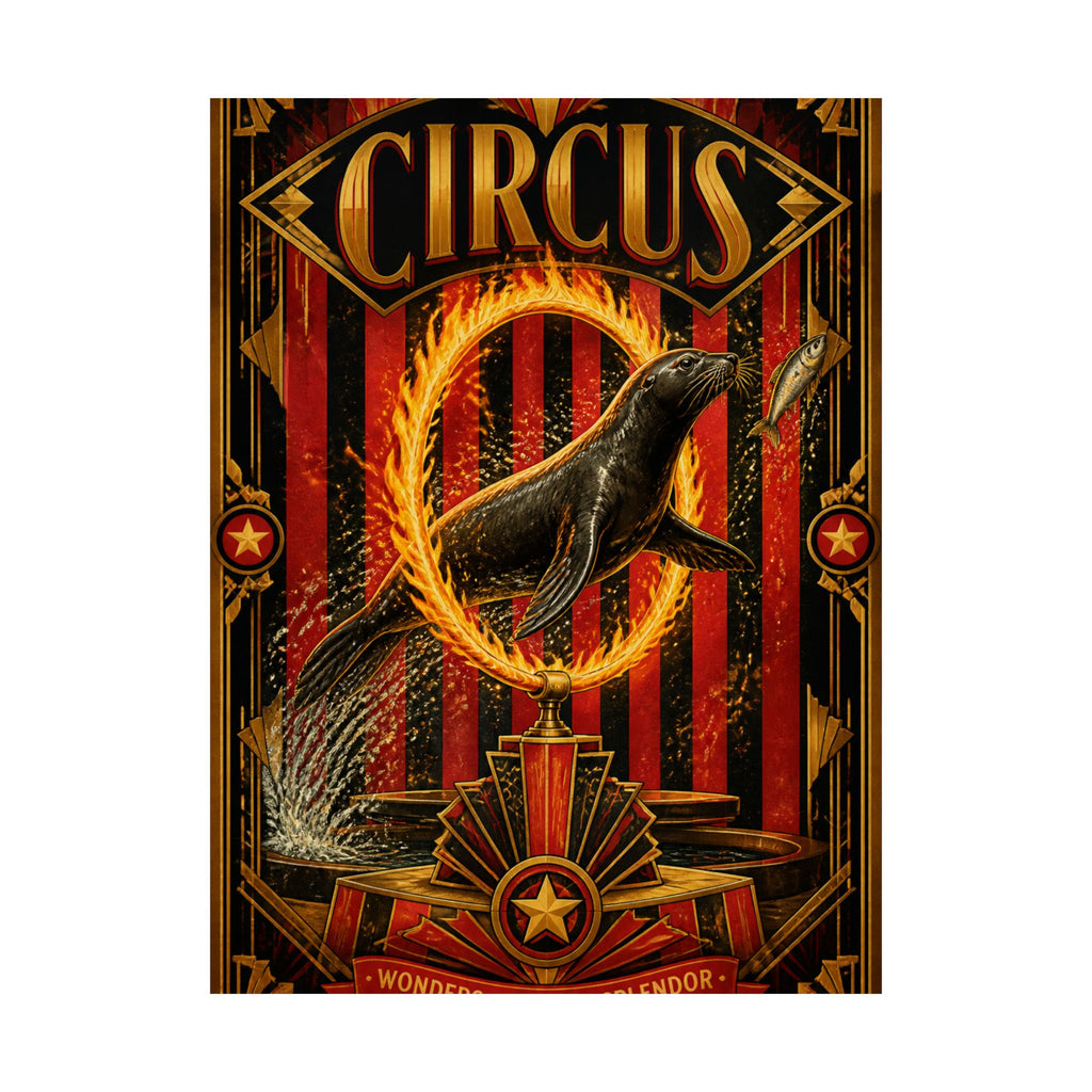 Seal Fire Hoop Wall Art Poster 18×24 Art Deco Entryway Decor Maximalist Print