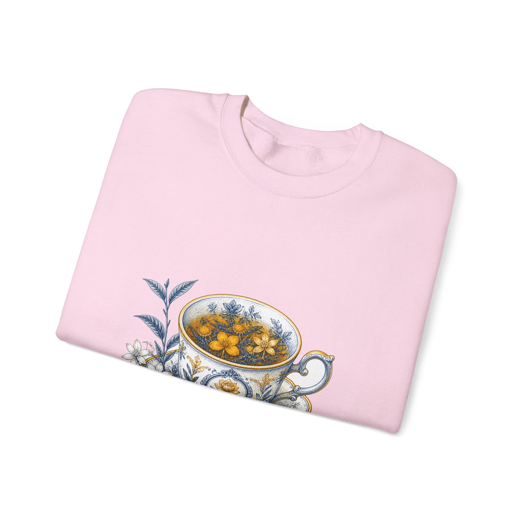 Matching Couple Sweatshirt - Coffee & Tea Matching Couple Crewneck Sweatshirt Vintage Art His Hers Wedding Gift - Design B