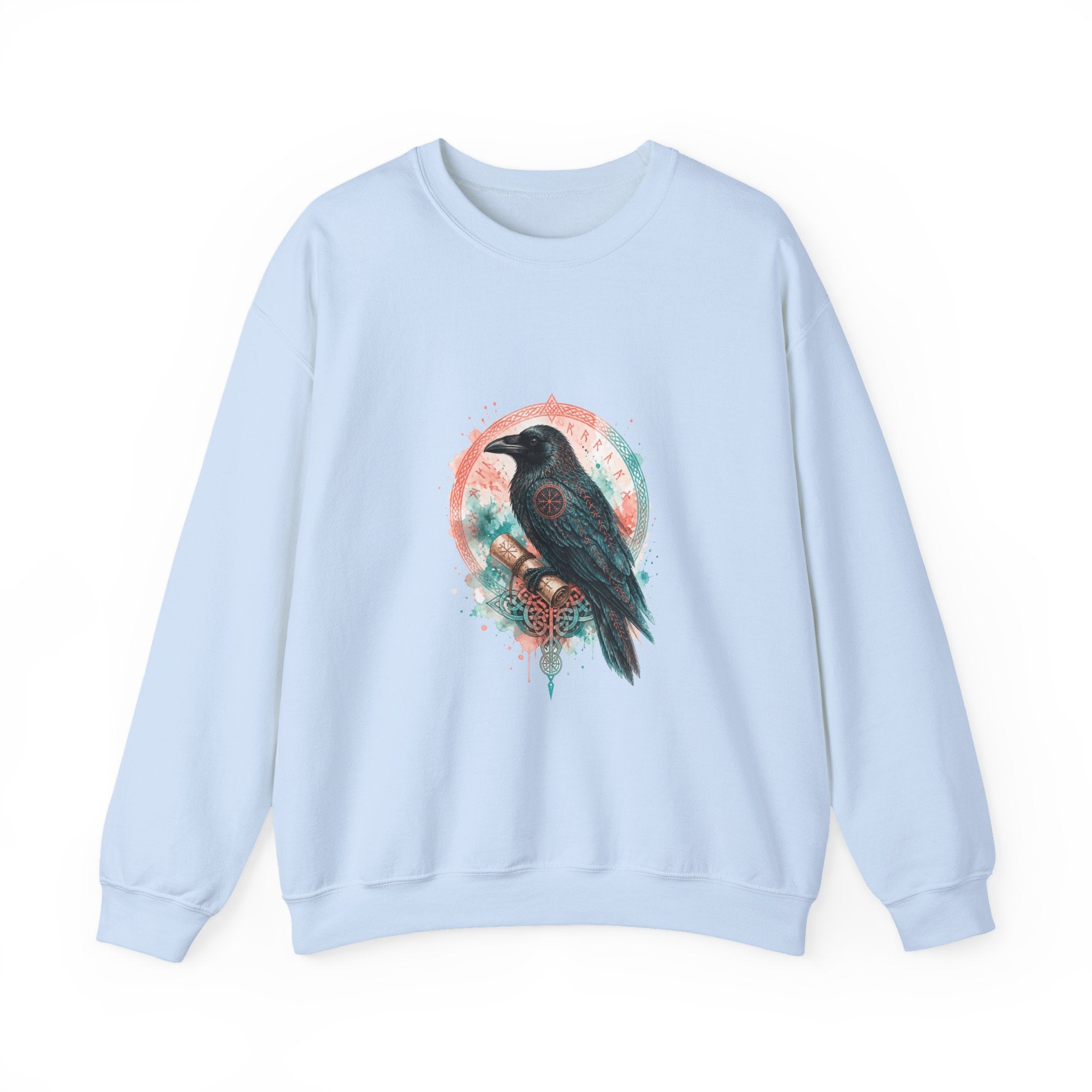 Matching Couple Sweatshirt - Huginn & Muninn Matching Couple Crewneck Sweatshirt Watercolor Art His Hers Engagement Gift - Design B