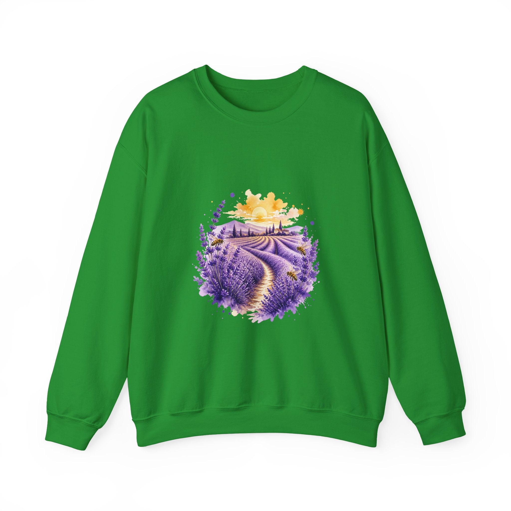 Matching Couple Sweatshirt - Lavender Fields & Canyon Matching Couple Premium Fleece Sweatshirt Watercolor Art His Hers Birthday Gift - Design A