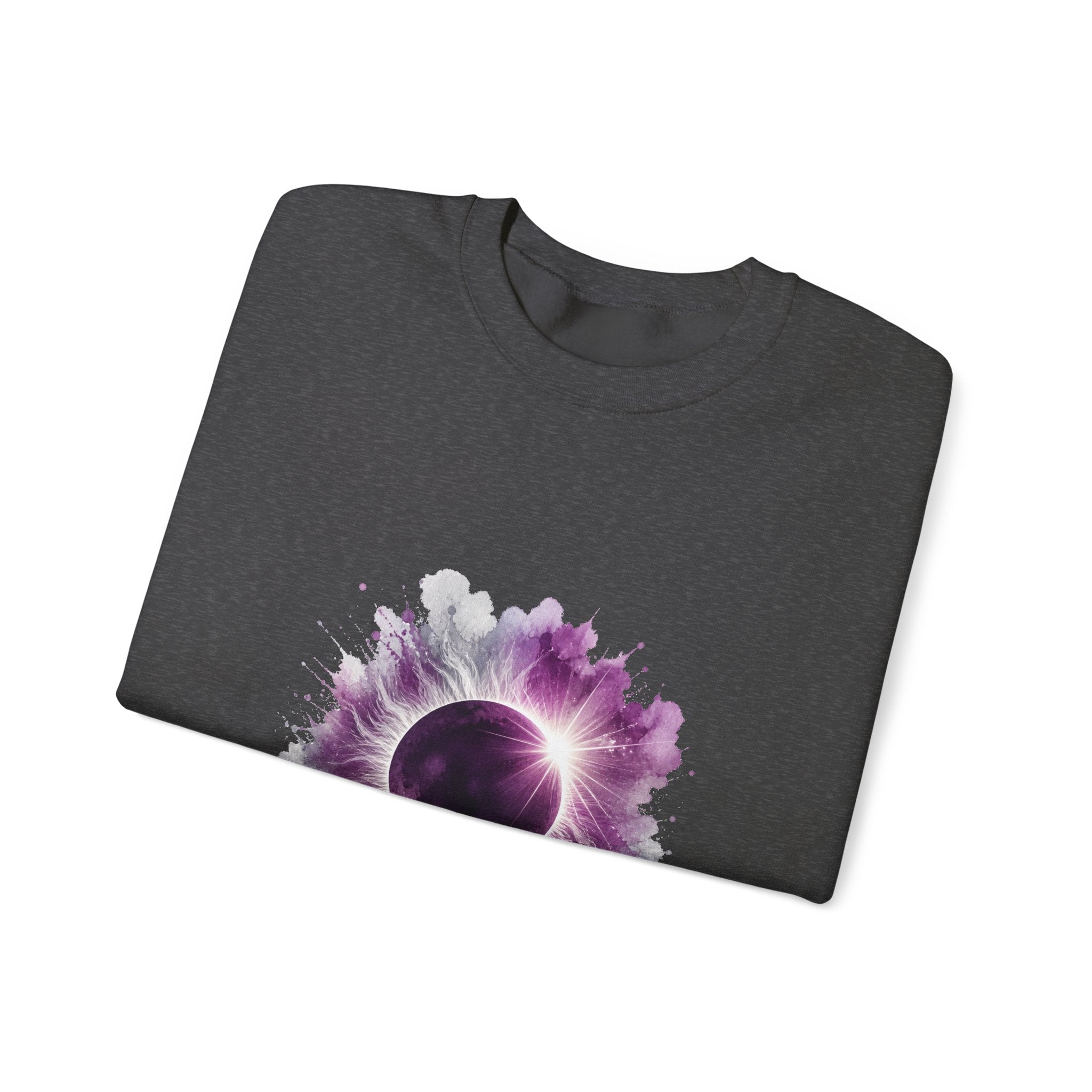 Matching Couple Sweatshirt - Solar & Lunar Eclipse Matching Couple Premium Fleece Sweatshirt Watercolor Art His Hers Birthday Gift - Design A