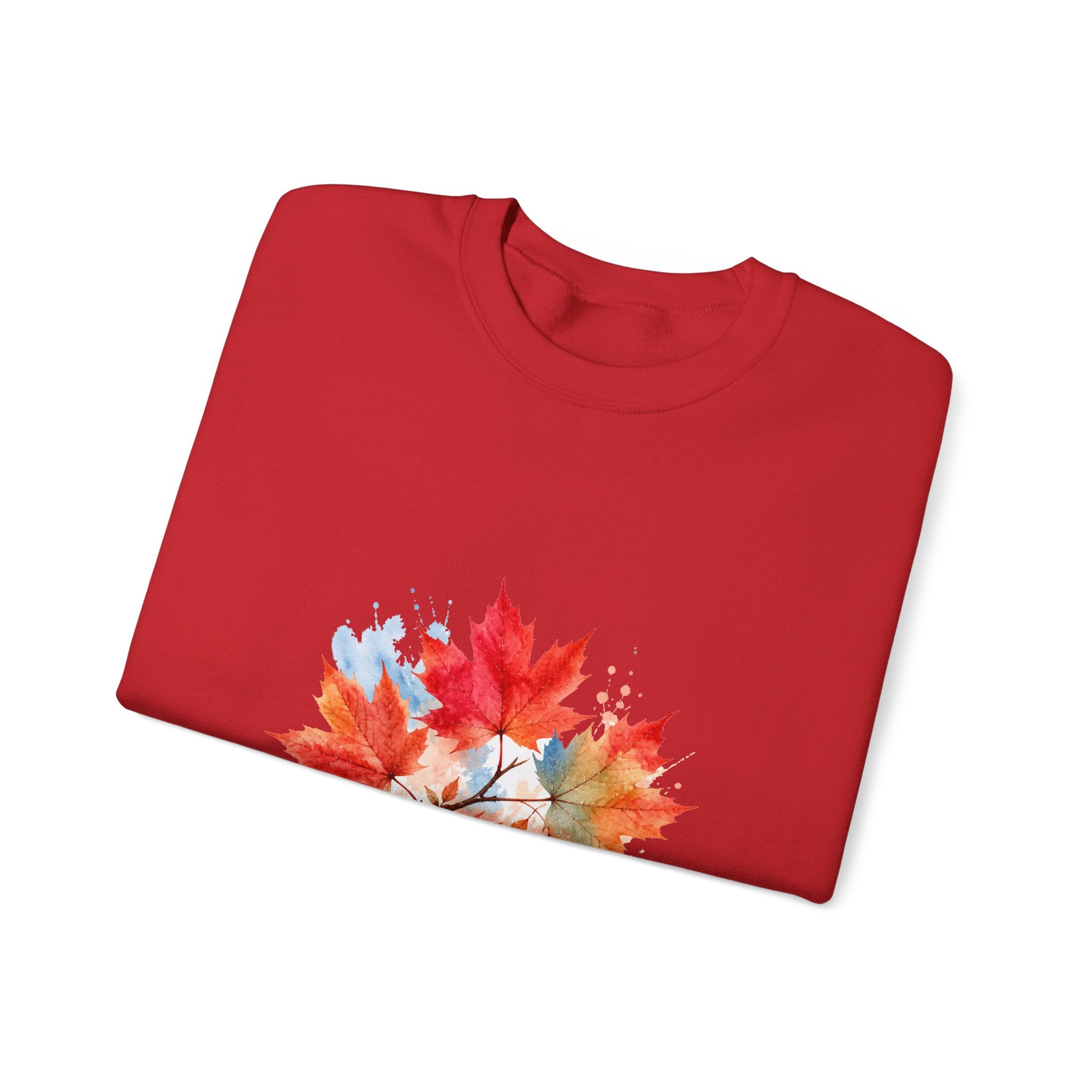 Matching Couple Sweatshirt - Cherry Blossom & Maple Leaf Matching Couple Premium Fleece Sweatshirt Watercolor Art His Hers Birthday Gift - Design B