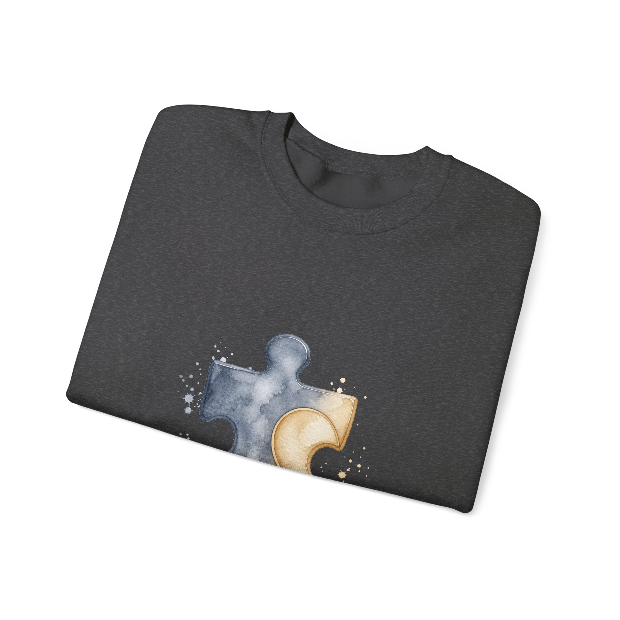 Matching Couple Sweatshirt - Puzzle Pieces Matching Couple Premium Fleece Sweatshirt Watercolor Art His Hers Birthday Gift - Design A