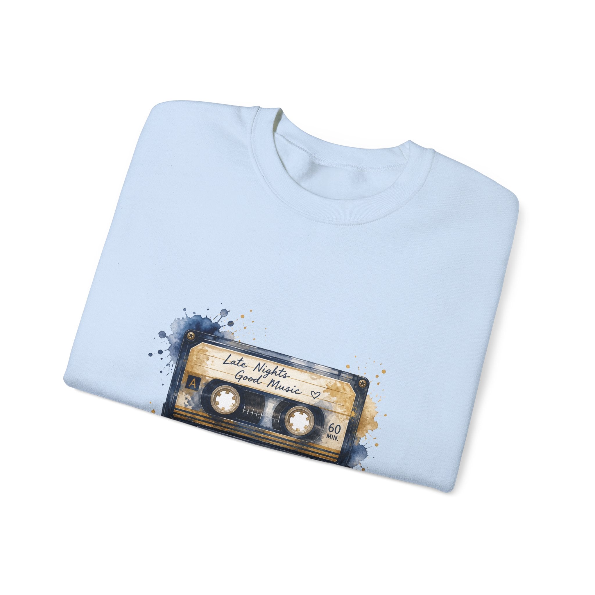 Matching Couple Sweatshirt - Vinyl & Cassette Matching Couple Crewneck Sweatshirt Watercolor Art His Hers Engagement Gift - Design B
