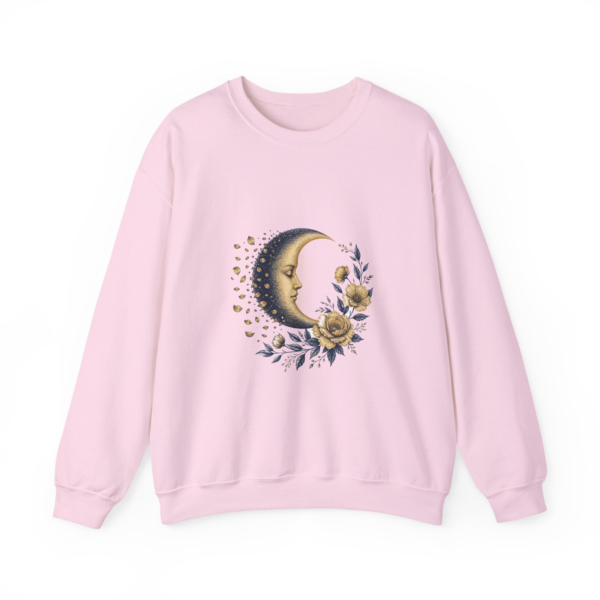 Matching Couple Sweatshirt - Waxing & Waning Moon Matching Couple Premium Fleece Sweatshirt Vintage Art His Hers Honeymoon Gift - Design B