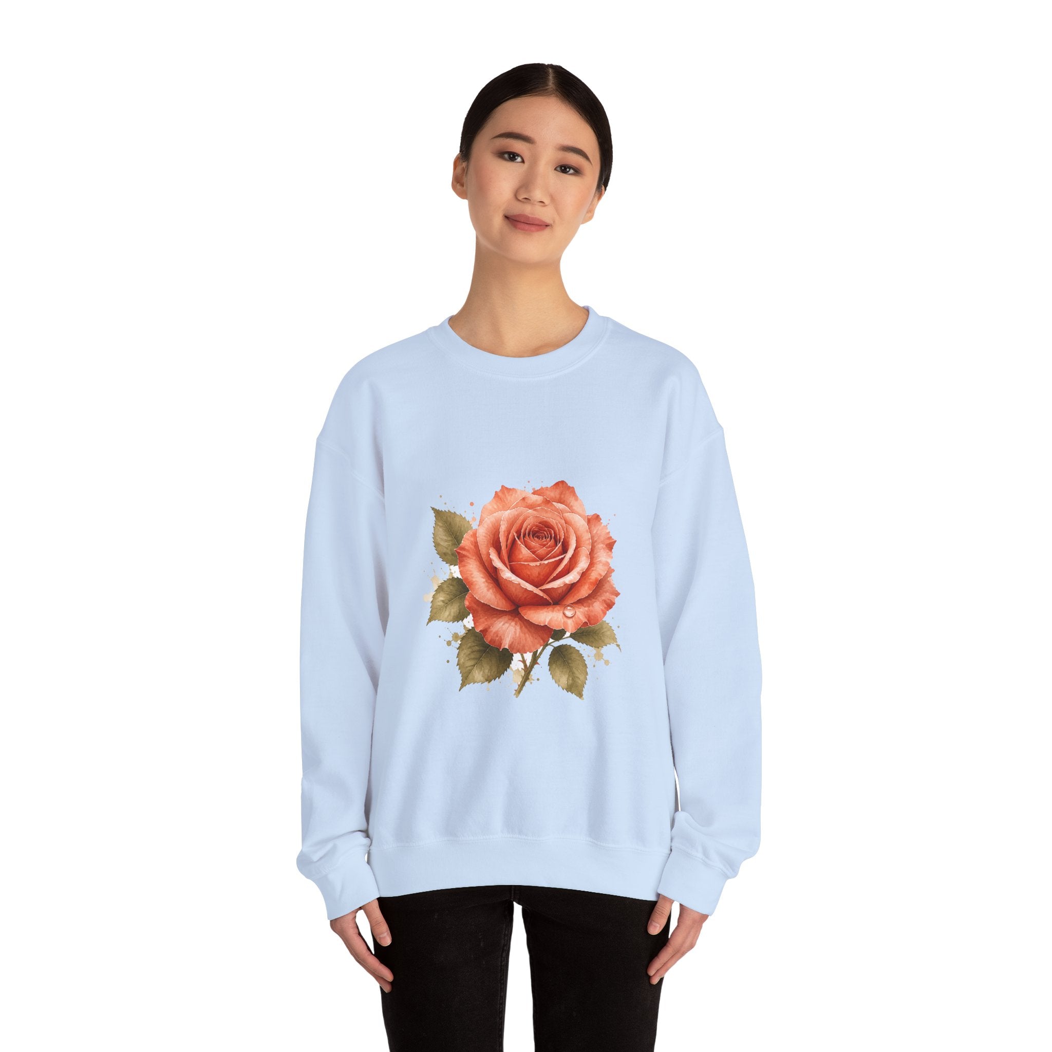 Matching Couple Sweatshirt - Rose & Thorn Matching Couple Premium Fleece Sweatshirt Watercolor Art His Hers Birthday Gift - Design A
