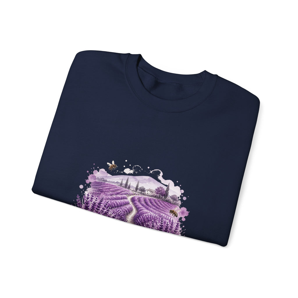 Matching Couple Sweatshirt - Lavender Fields & Canyon Matching Couple Crewneck Sweatshirt Watercolor Art His Hers Engagement Gift - Design A
