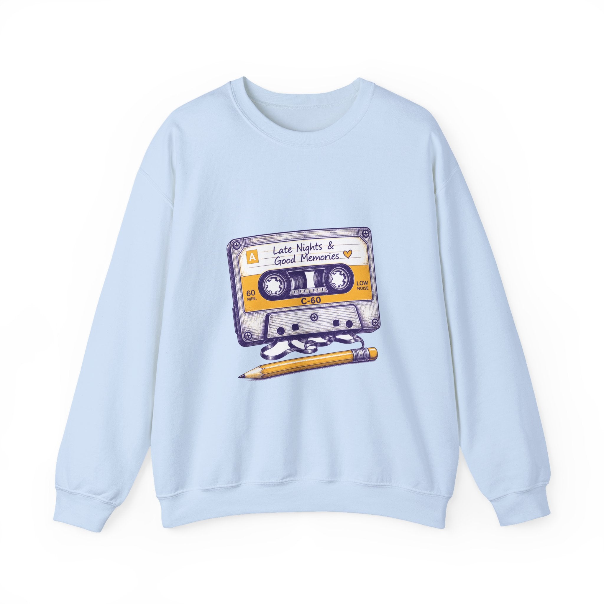 Matching Couple Sweatshirt - Vinyl & Cassette Matching Couple Premium Fleece Sweatshirt Hand-Drawn Art His Hers Anniversary Gift - Design B