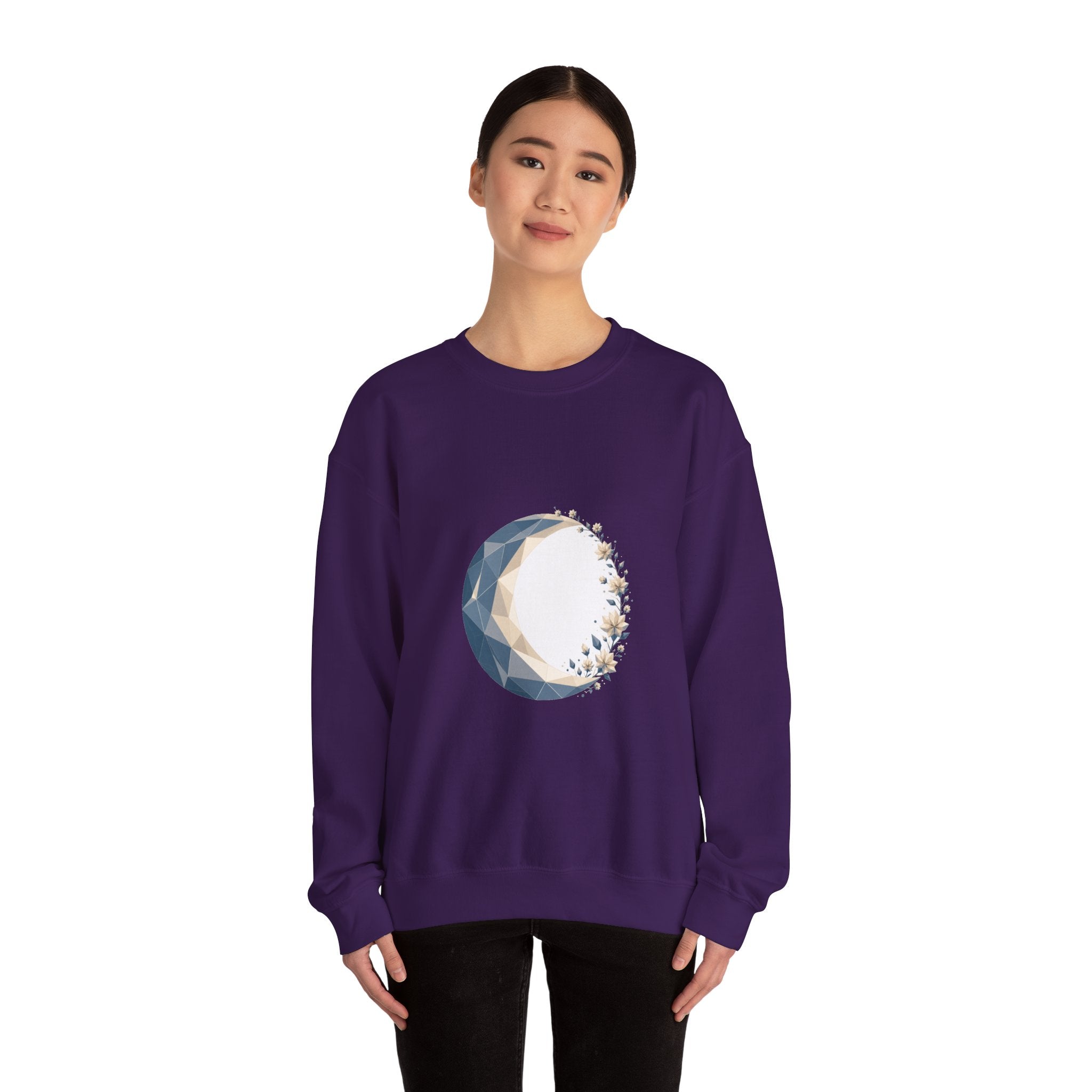 Matching Couple Sweatshirt - Waxing & Waning Moon Matching Couple Comfort Colors Crew Geometric Art His Hers Love Gift - Design A