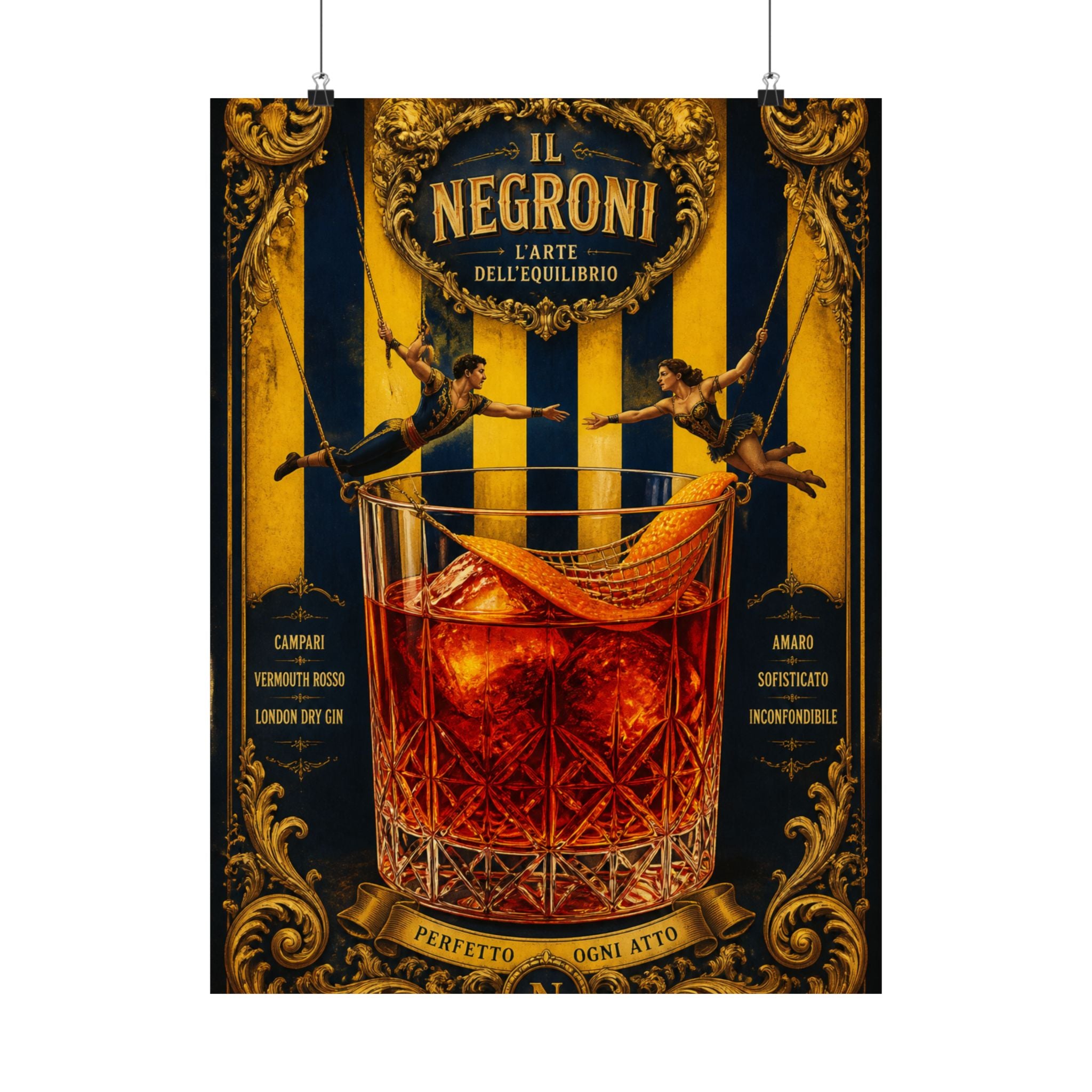 Negroni Trapeze Act Wall Art Poster 18×24 Baroque Home Office Decor Maximalist Print