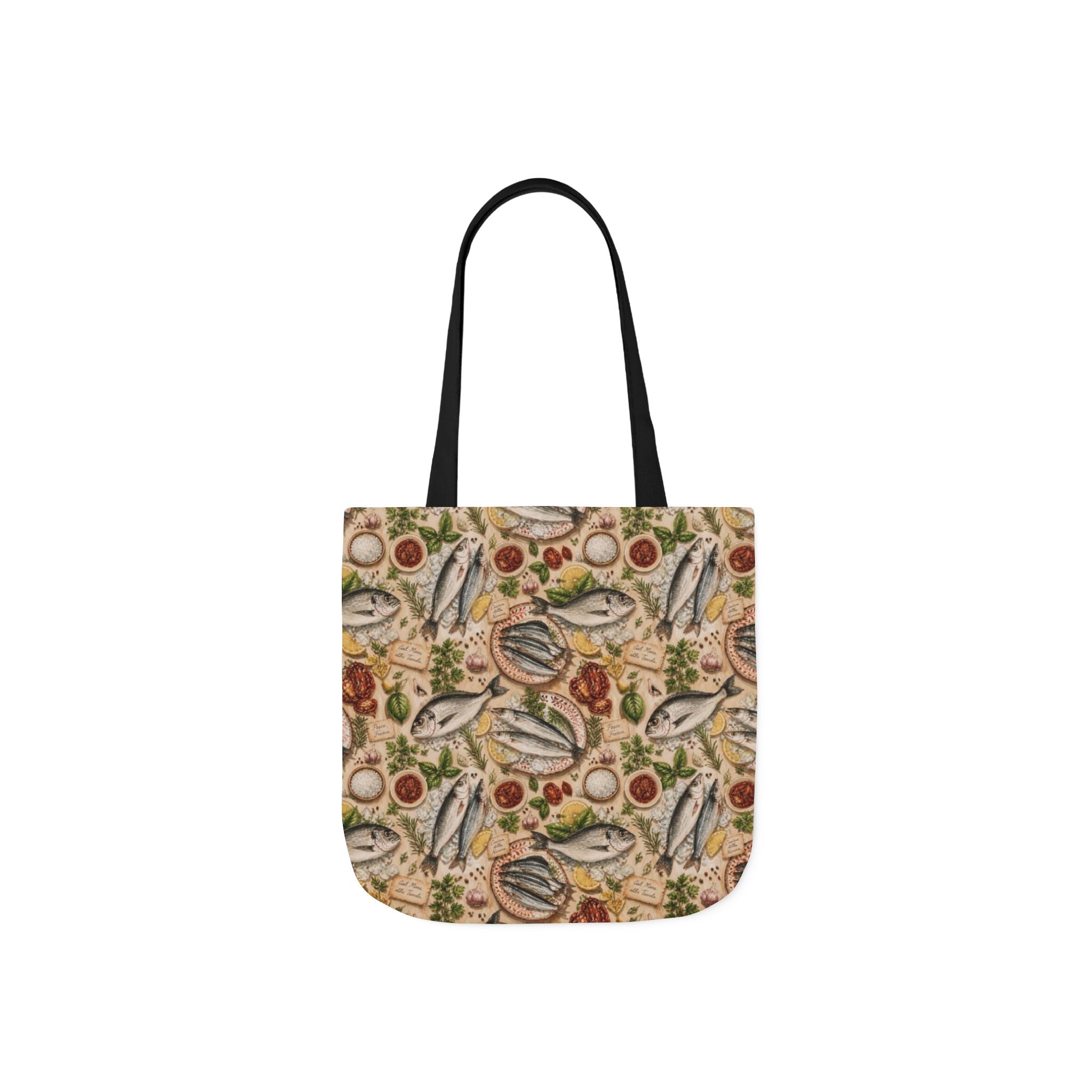 Mediterranean Fish Canvas Tote Bag Mediterranean Kitchen Watercolor Design Italian Cottagecore Gift