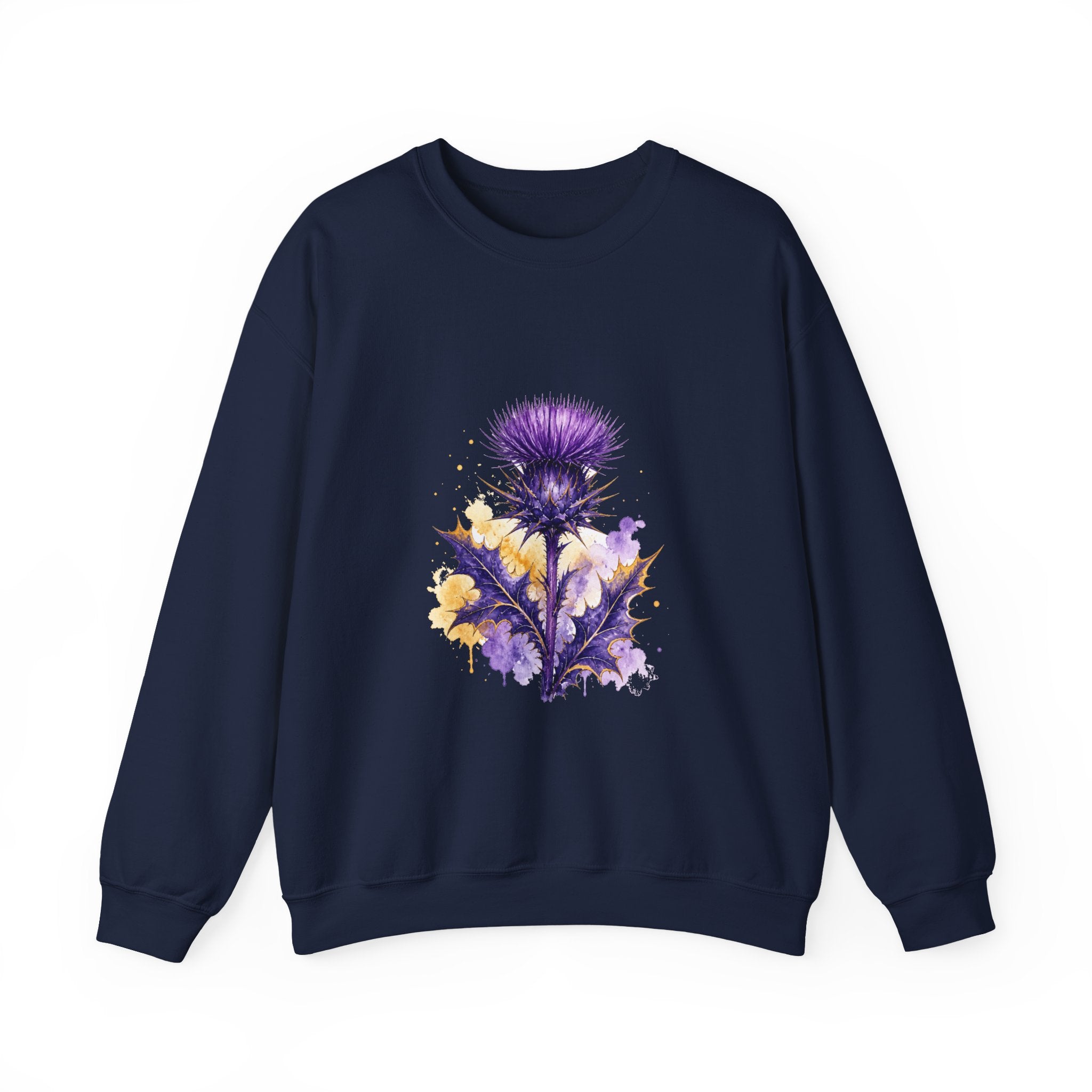 Matching Couple Sweatshirt - Lavender & Thistle Matching Couple Crewneck Sweatshirt Watercolor Art His Hers Engagement Gift - Design B