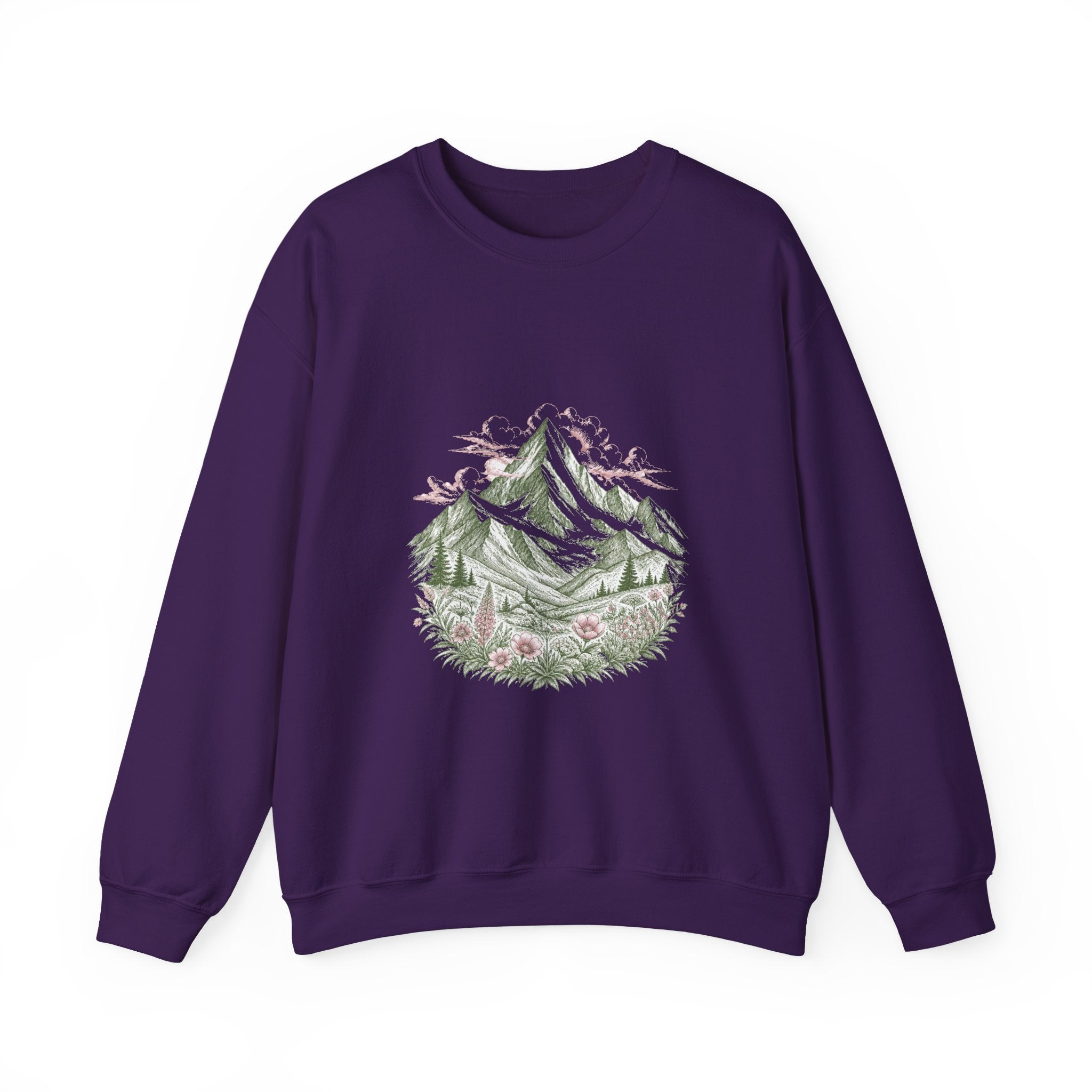 Matching Couple Sweatshirt - Mountain & Ocean Matching Couple Comfort Colors Crew Hand-Drawn Art His Hers Anniversary Gift - Design A