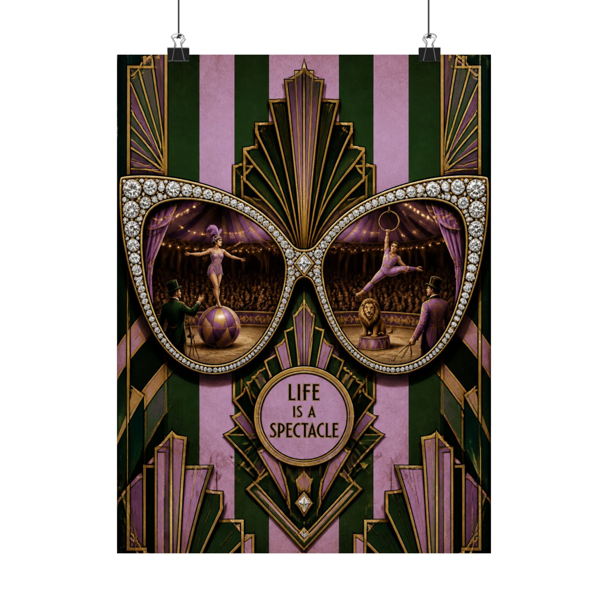 Sunglasses Circus Ring Wall Art Poster 24×36 Art Deco Bar Area Decor Maximalist Print