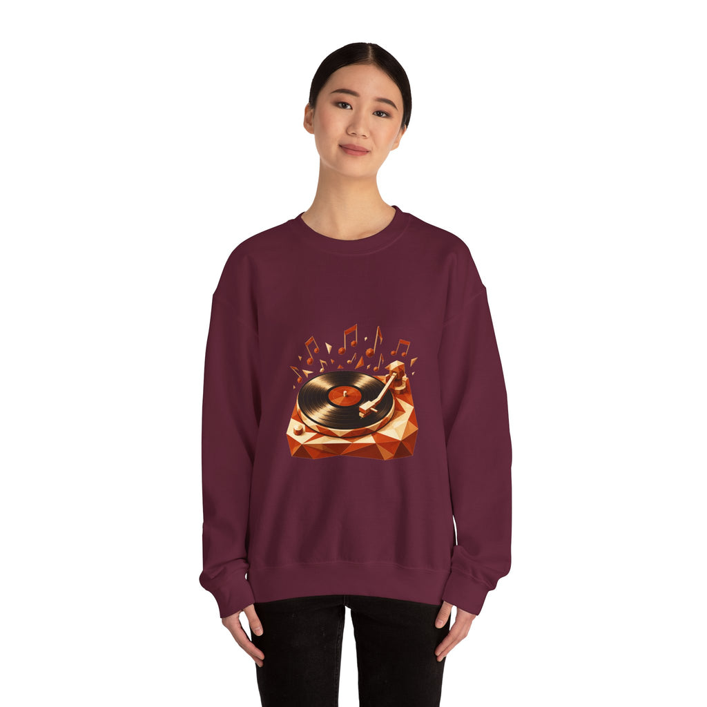 Matching Couple Sweatshirt - Vinyl & Cassette Matching Couple Premium Fleece Sweatshirt Geometric Art His Hers Love Gift - Design A