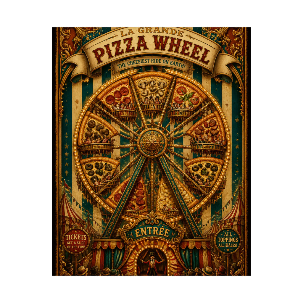 Pizza Ferris Wheel Wall Art Poster 18×24 Baroque Home Office Decor Maximalist Print