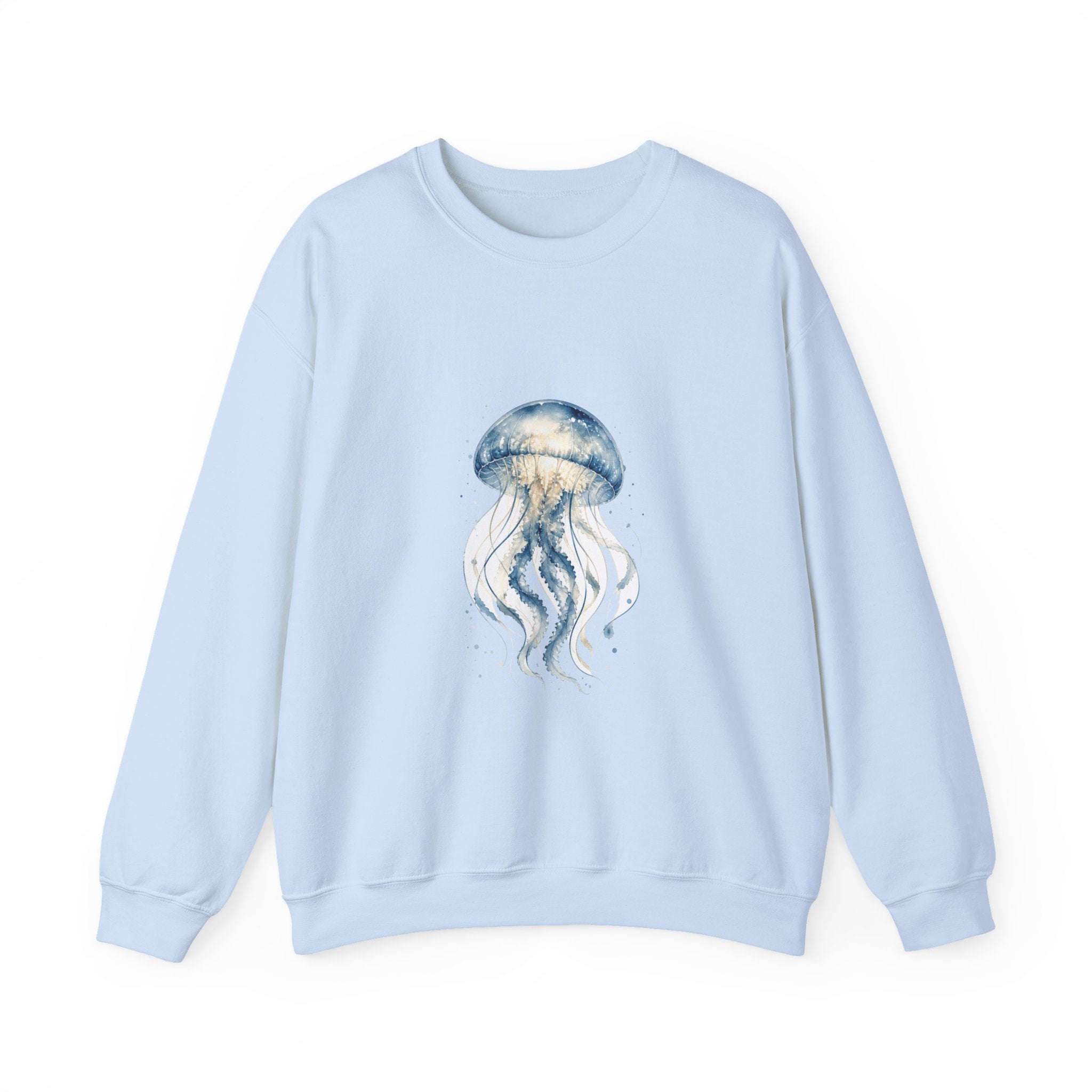 Matching Couple Sweatshirt - Octopus & Jellyfish Matching Couple Crewneck Sweatshirt Watercolor Art His Hers Engagement Gift - Design B