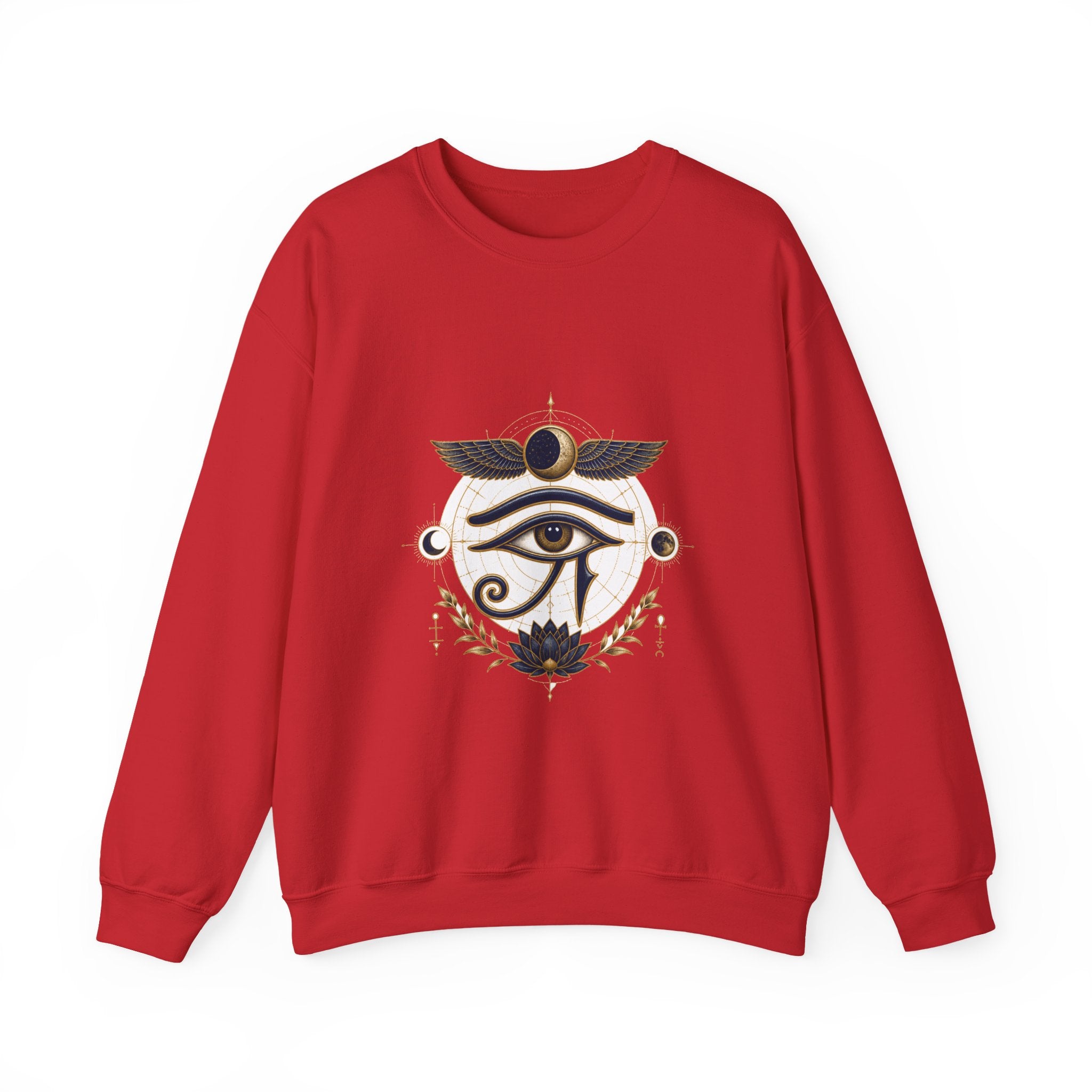 Matching Couple Sweatshirt - Eye of Ra & Horus Matching Couple Crewneck Sweatshirt Vintage Art His Hers Wedding Gift - Design B